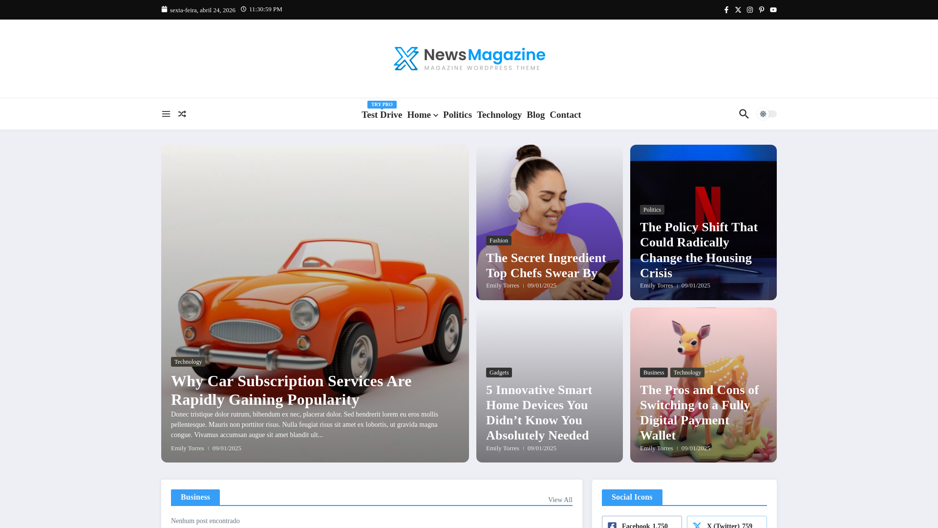 website screenshot of https://djafatosdiarios.com.br/