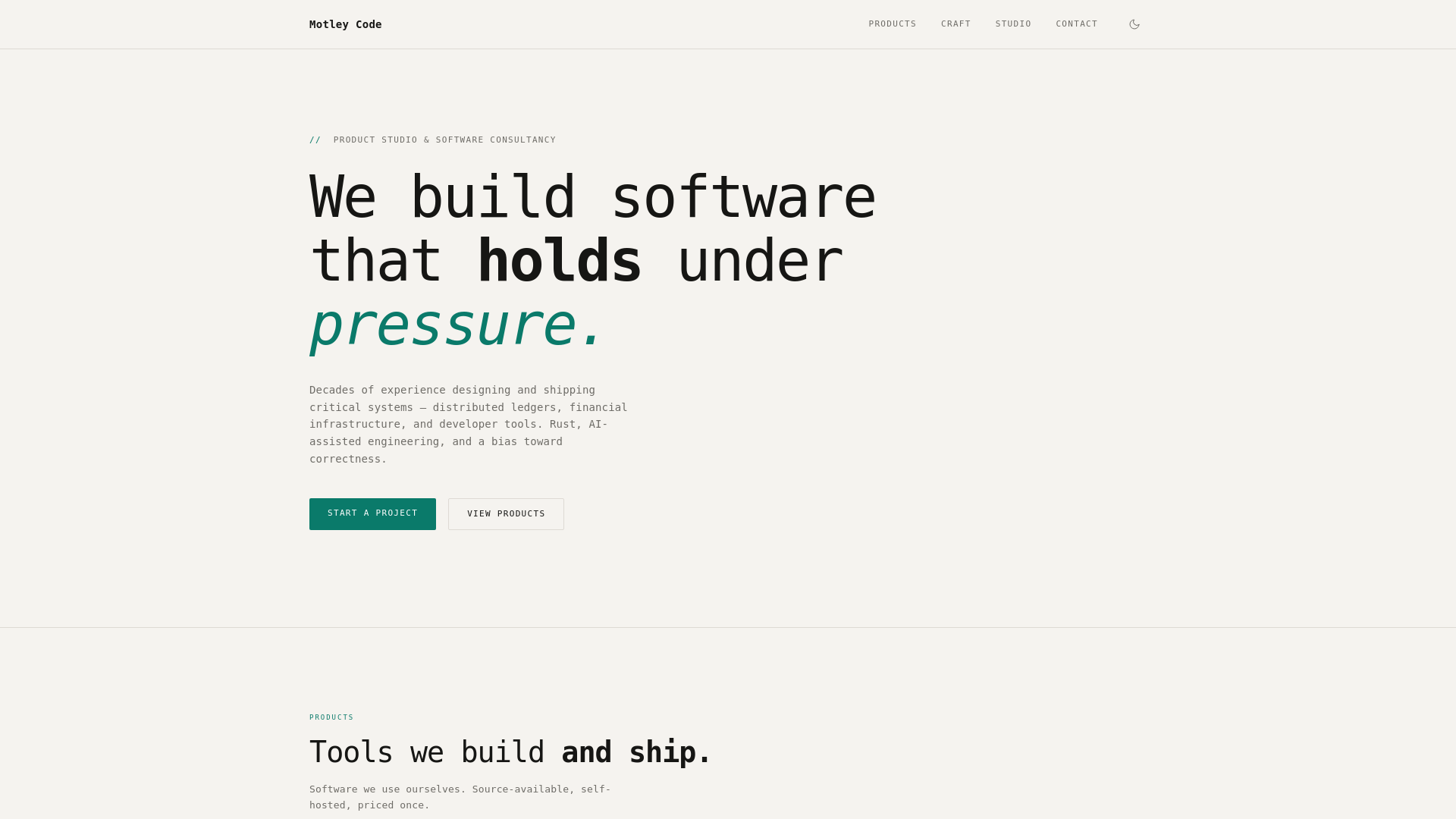 website screenshot of https://motleycode-site.pages.dev/