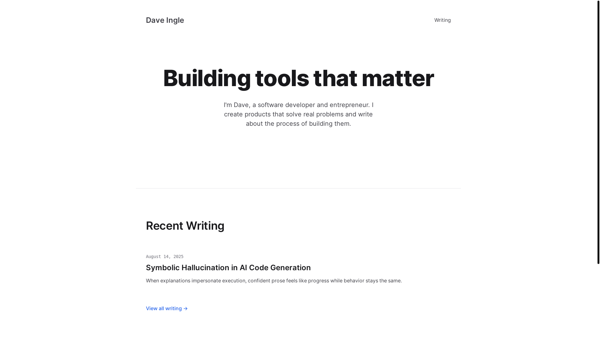 website screenshot of https://daveingle.com/