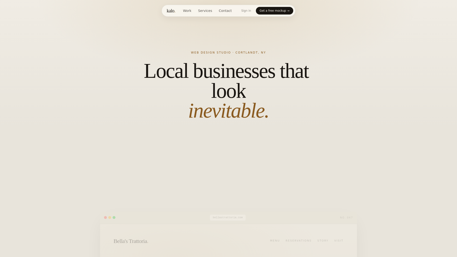 website screenshot of https://kalosites.com/