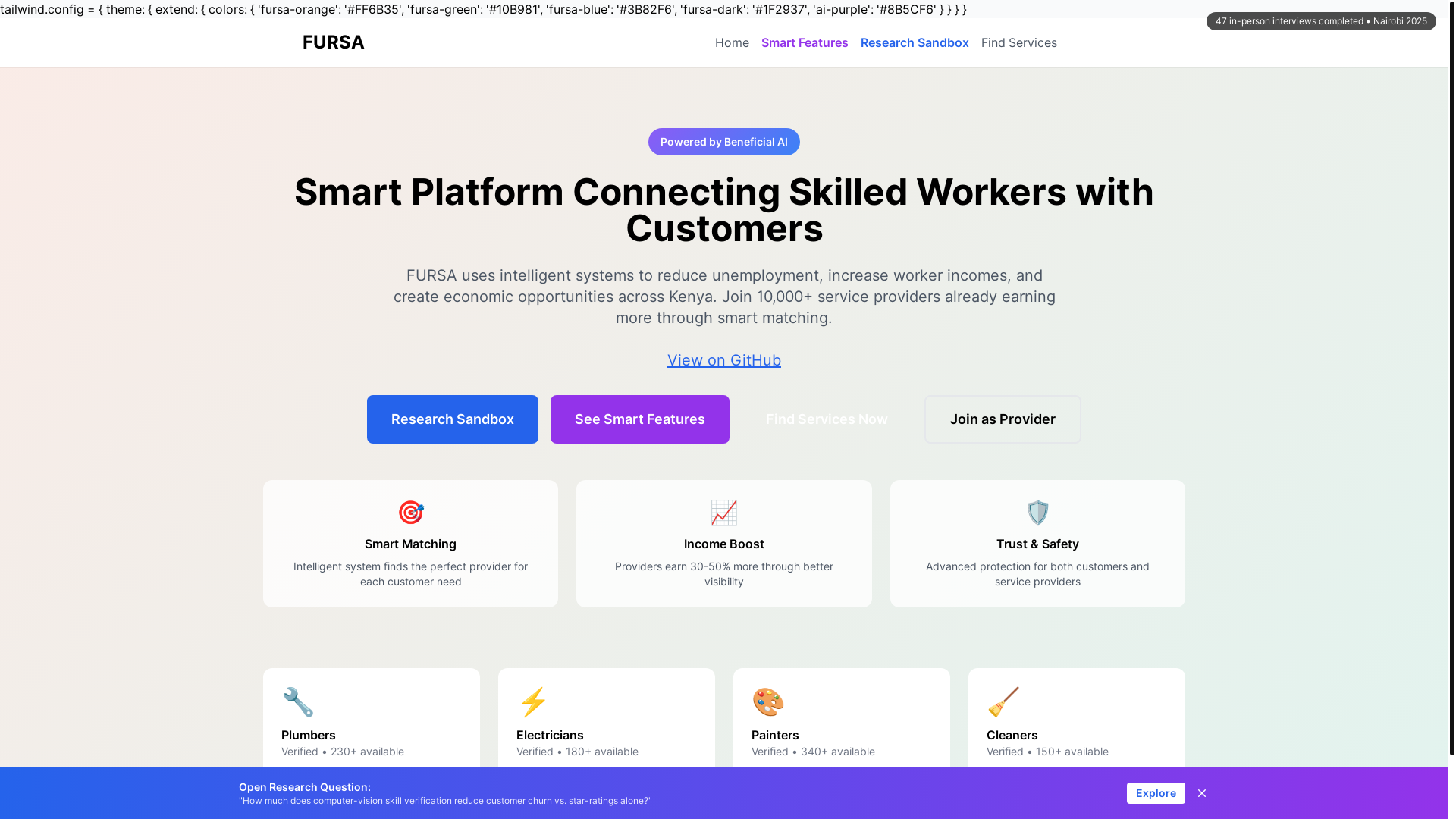 website screenshot of https://fursaa-mvp.pages.dev/