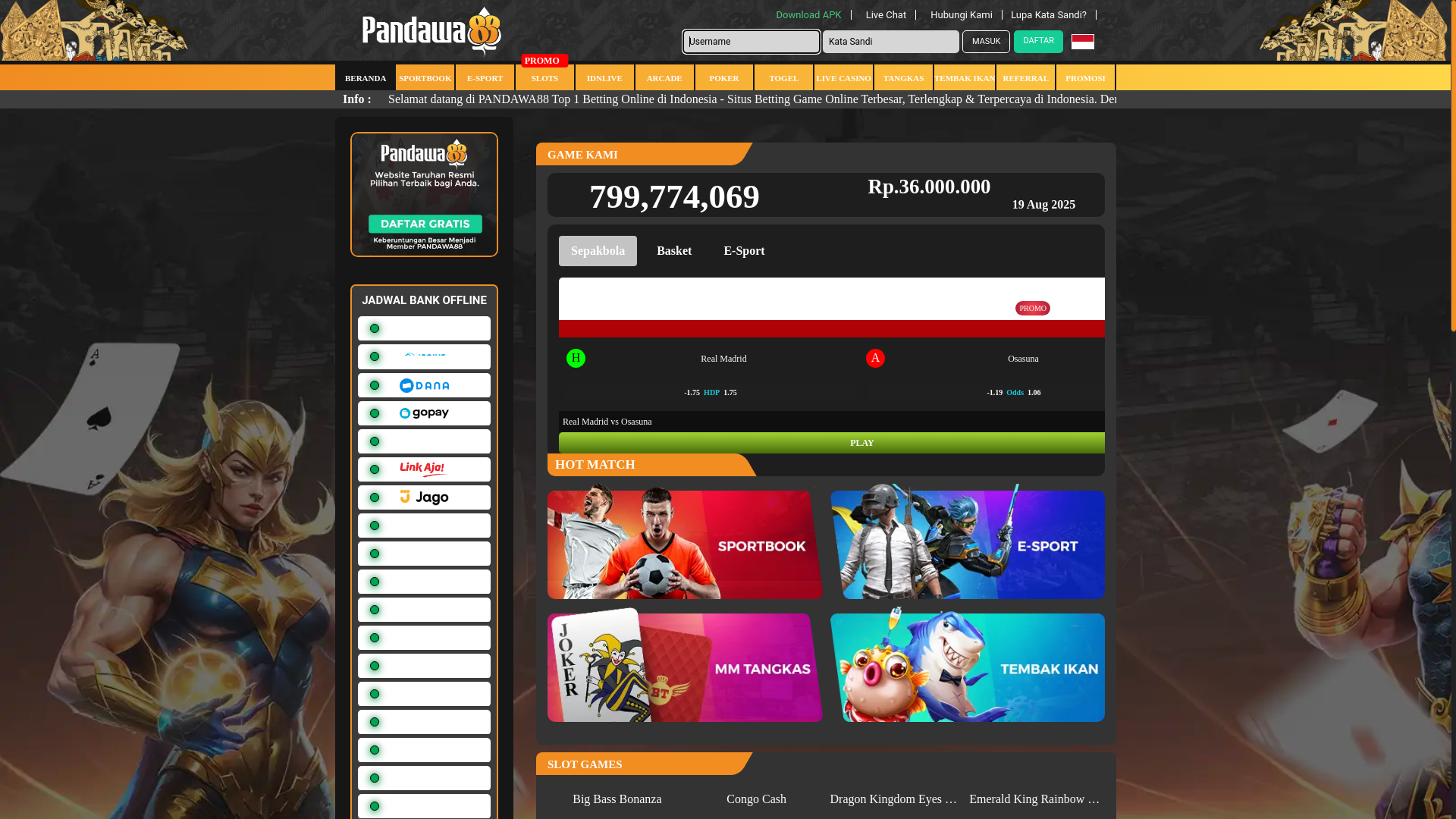 website screenshot of https://pandawa88.pages.dev/
