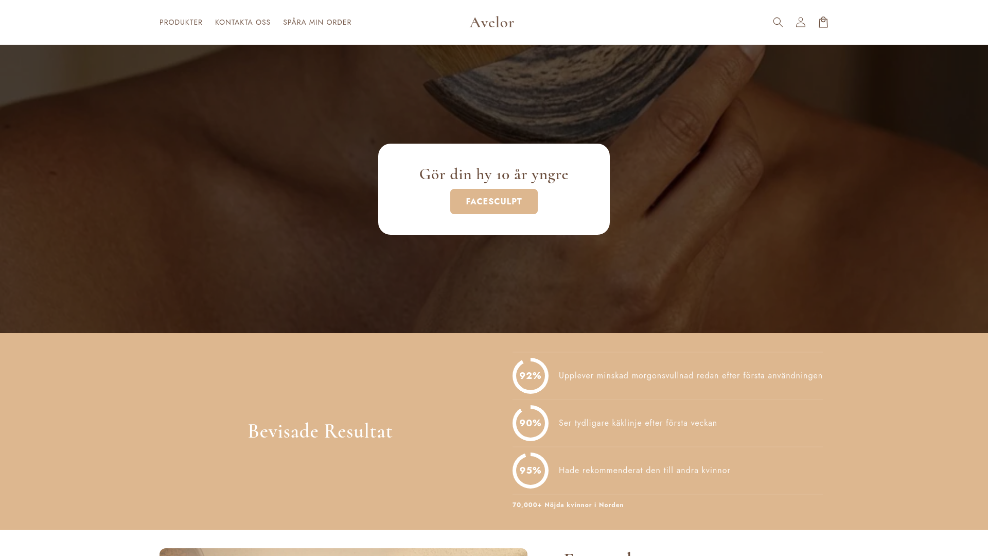 website screenshot of https://myavelor.com/