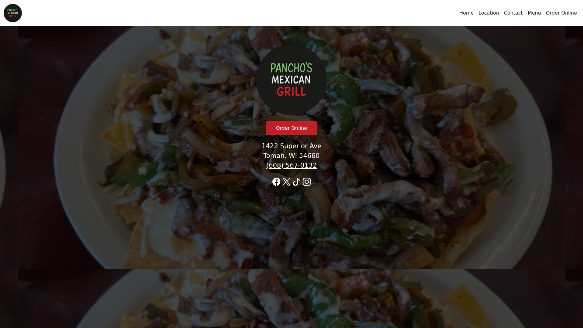 website screenshot of https://panchosmexicangrillrestaurantwi.com/