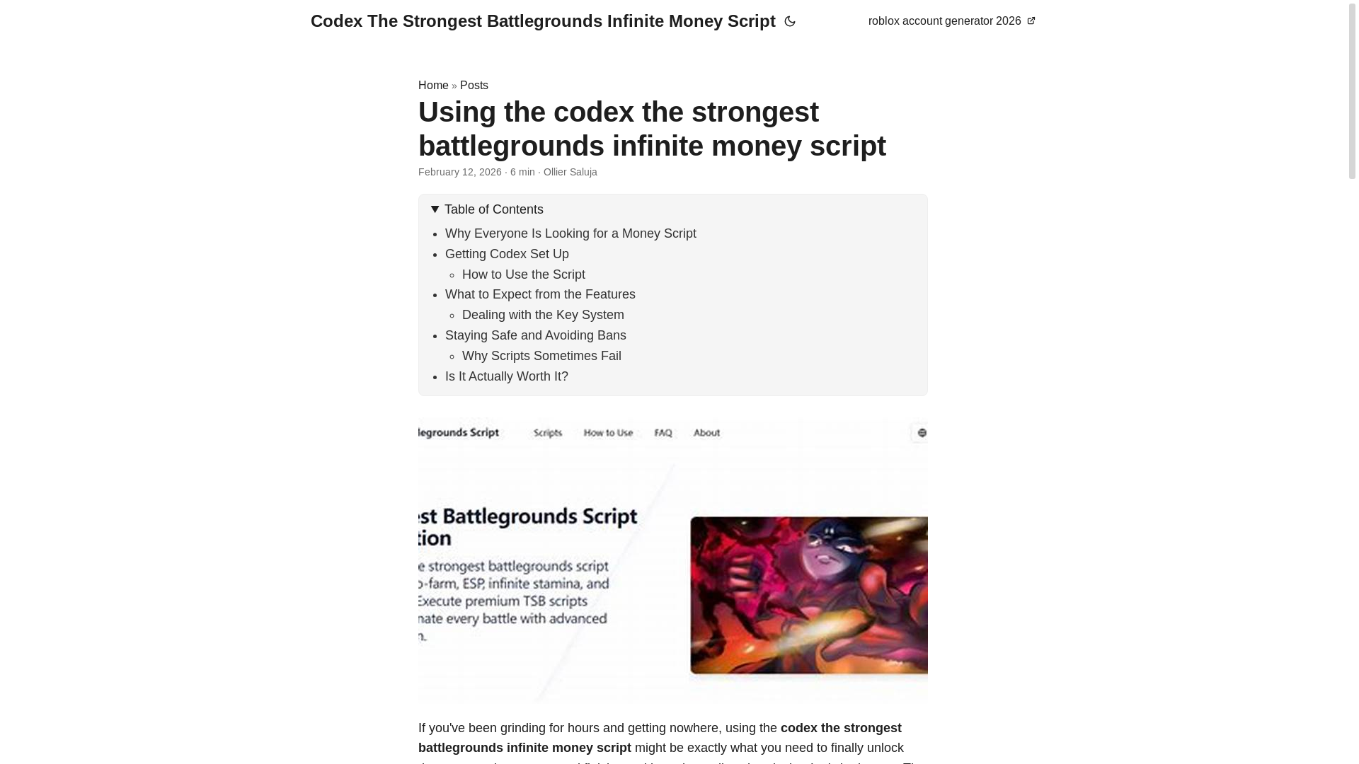 website screenshot of https://codex-the-strongest-battlegrounds-infinite-money-script.pages.dev/