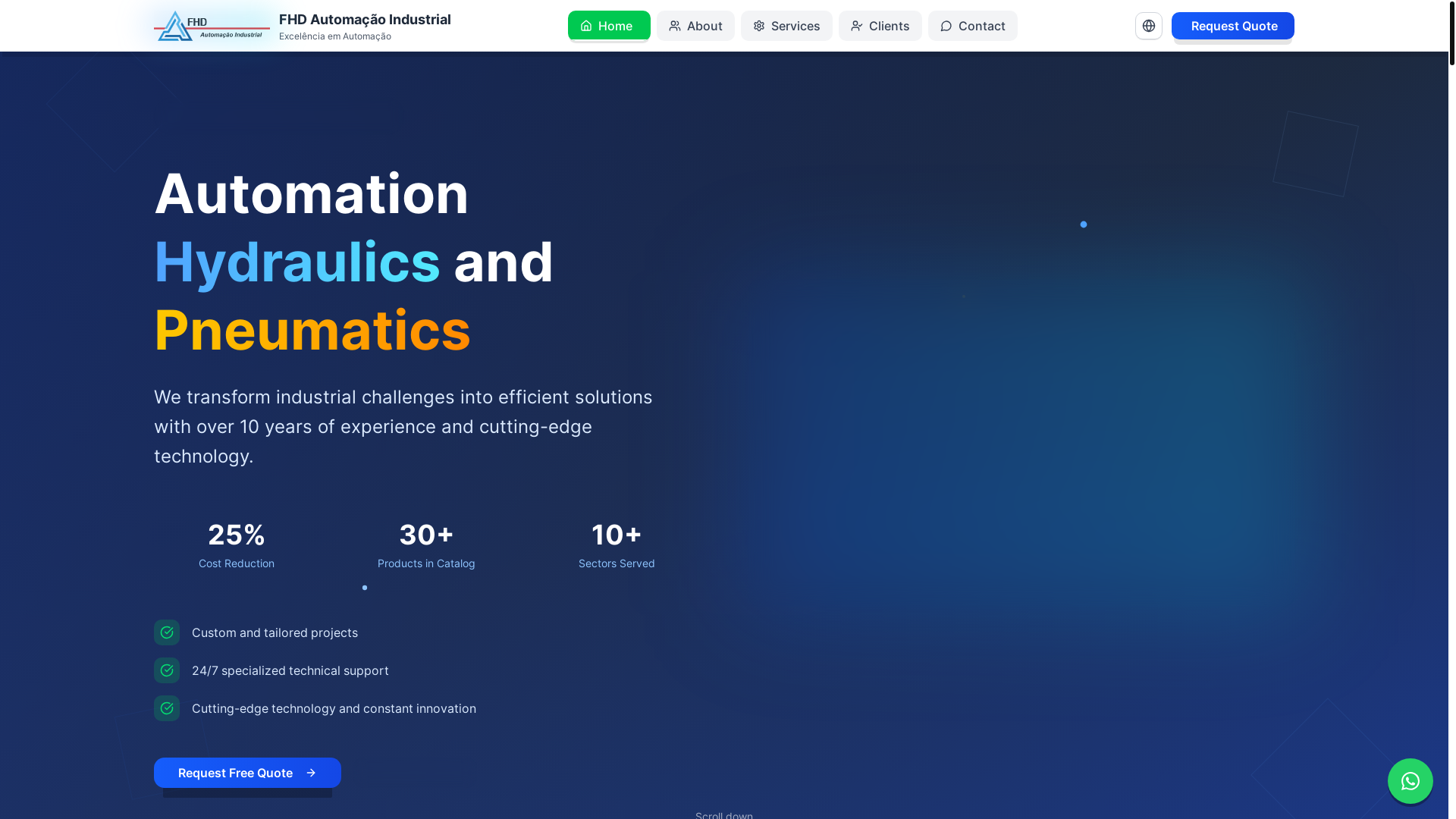 website screenshot of https://fhdautomacaoindustrial.com.br/