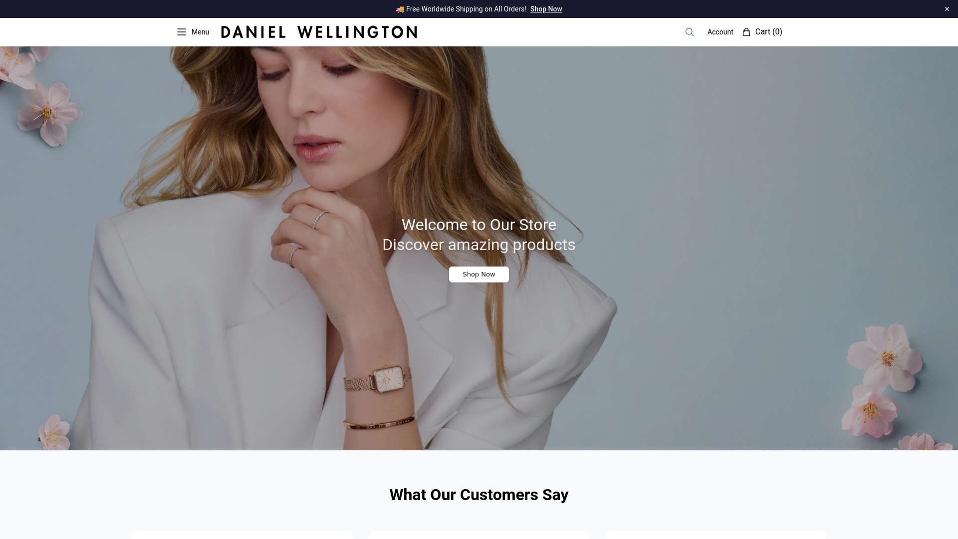 website screenshot of https://getdanielwellington.shop/