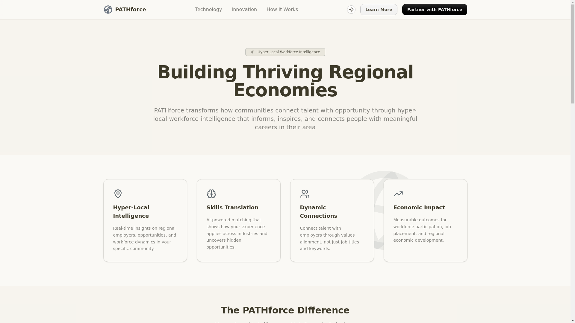 website screenshot of https://pathforce-landing-page.pages.dev/