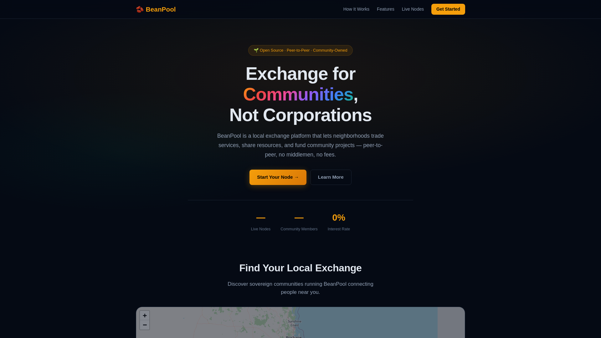 website screenshot of https://beanpool.org/