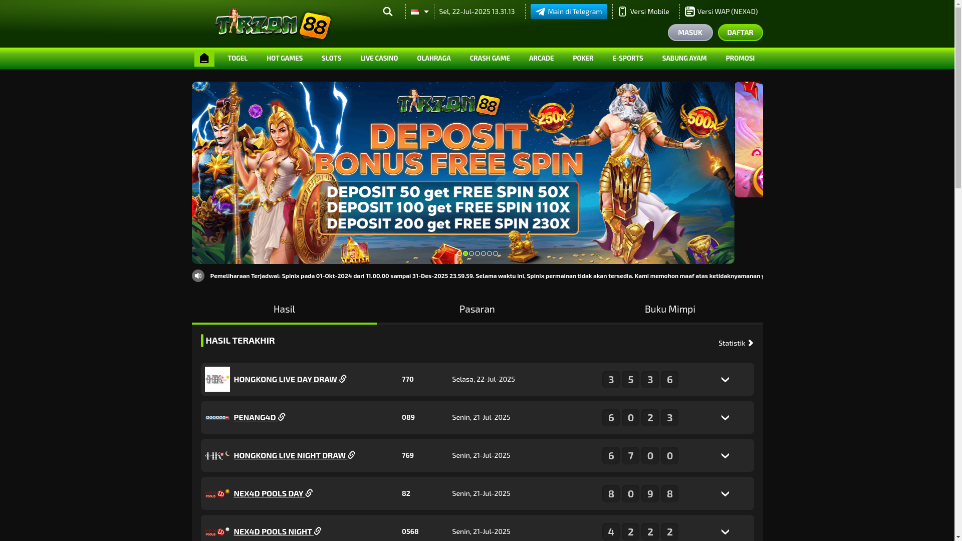 website screenshot of https://tarzan88e.xyz/