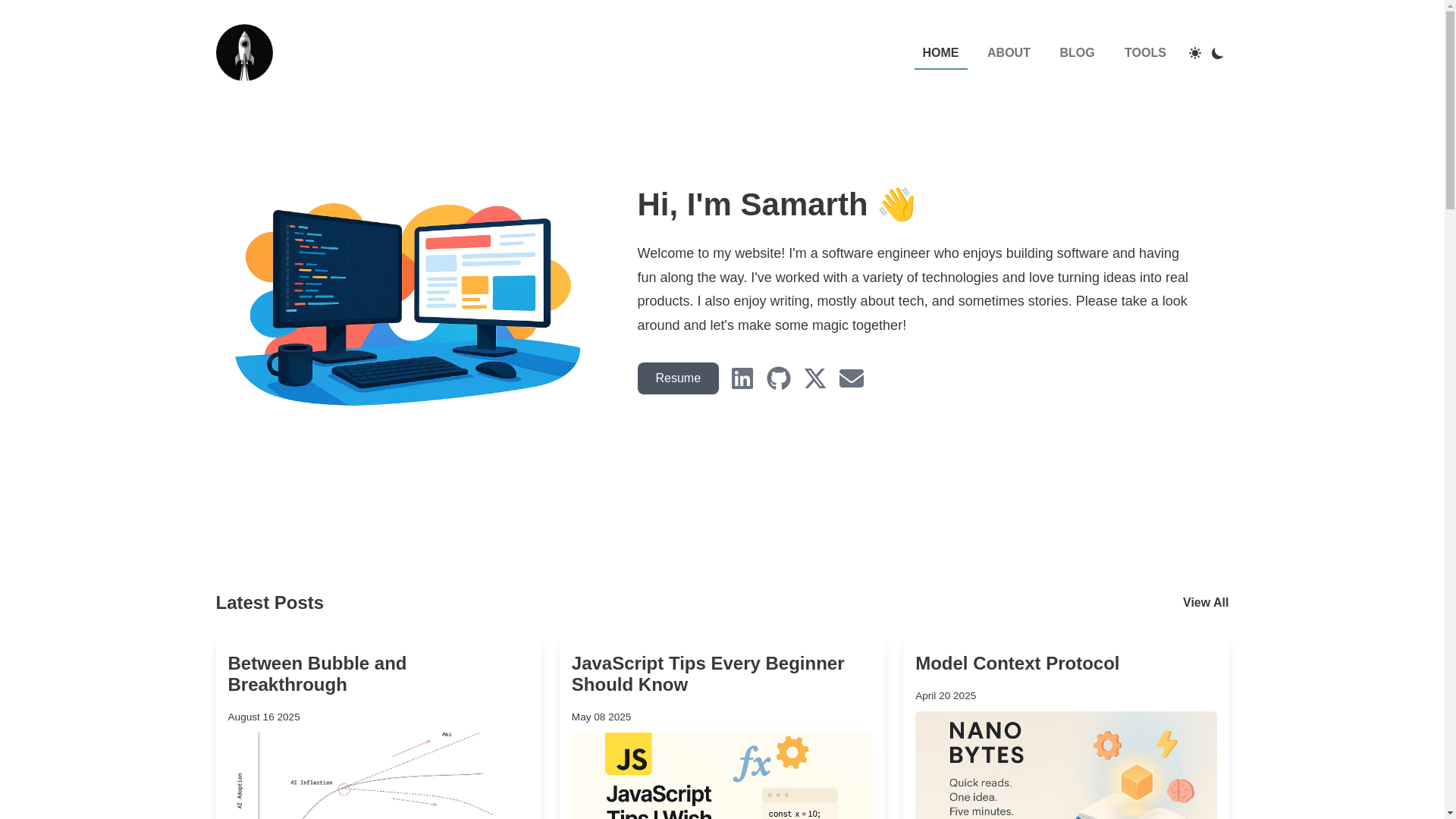 website screenshot of https://10samarth-github-io.pages.dev/