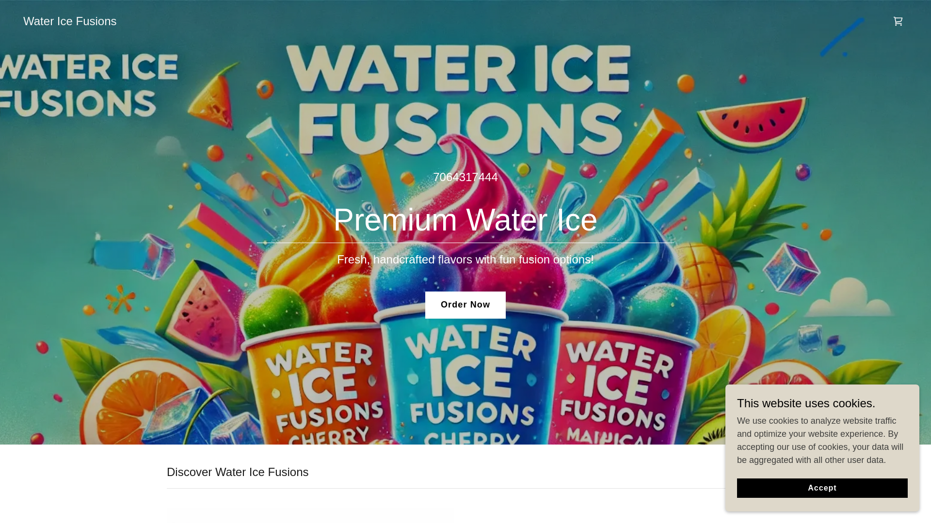 website screenshot of https://watericefusions.com