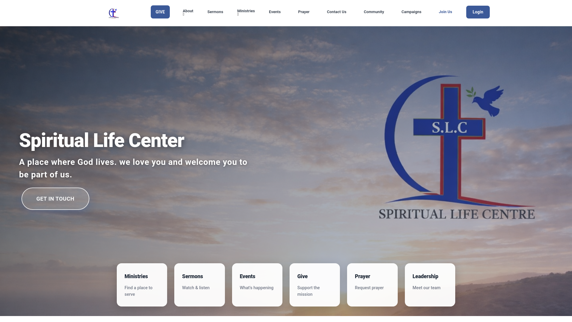 website screenshot of https://spirituallifecenter.co.ke/