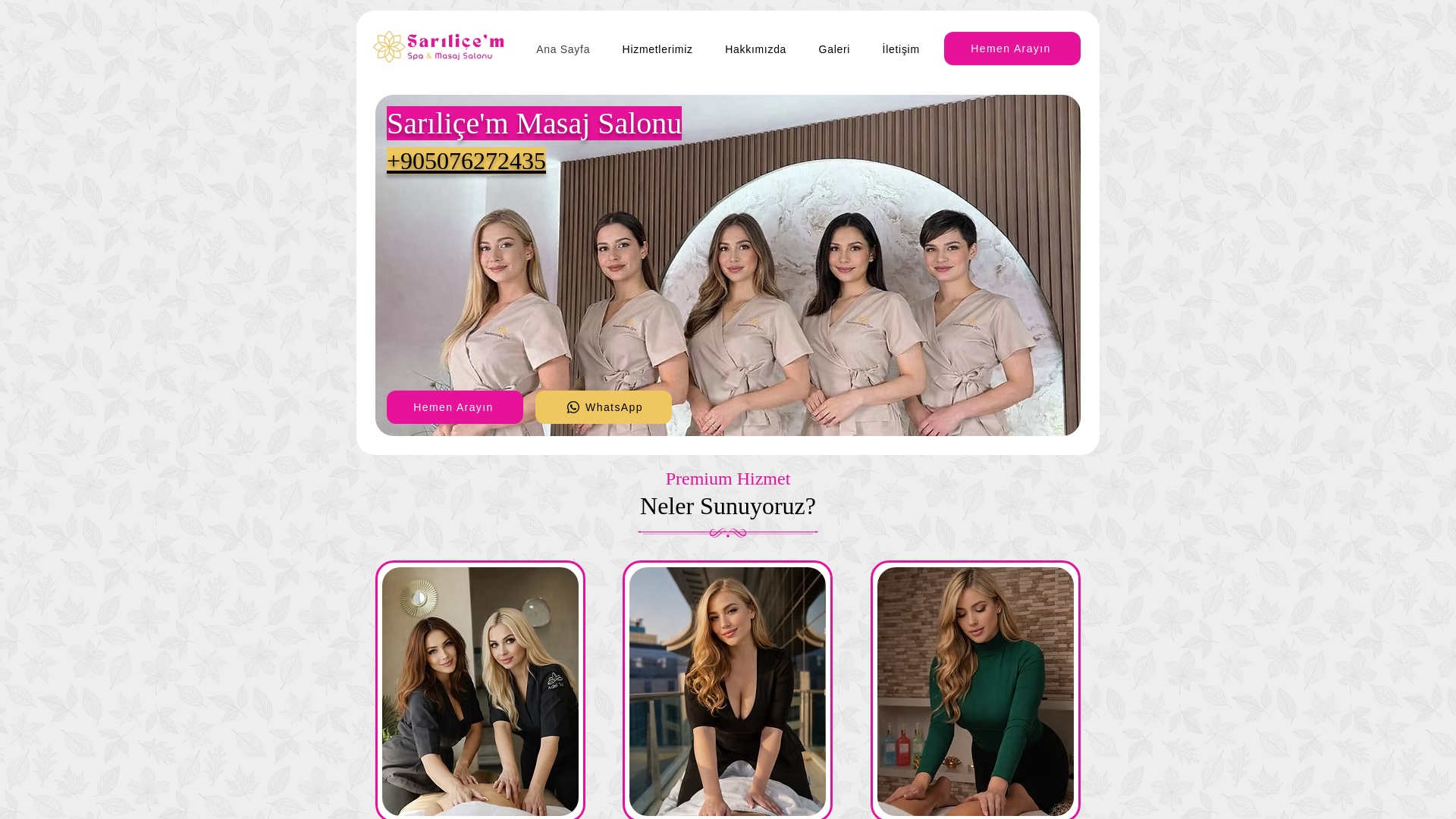 website screenshot of https://sarilicemmasajsalonu.com/