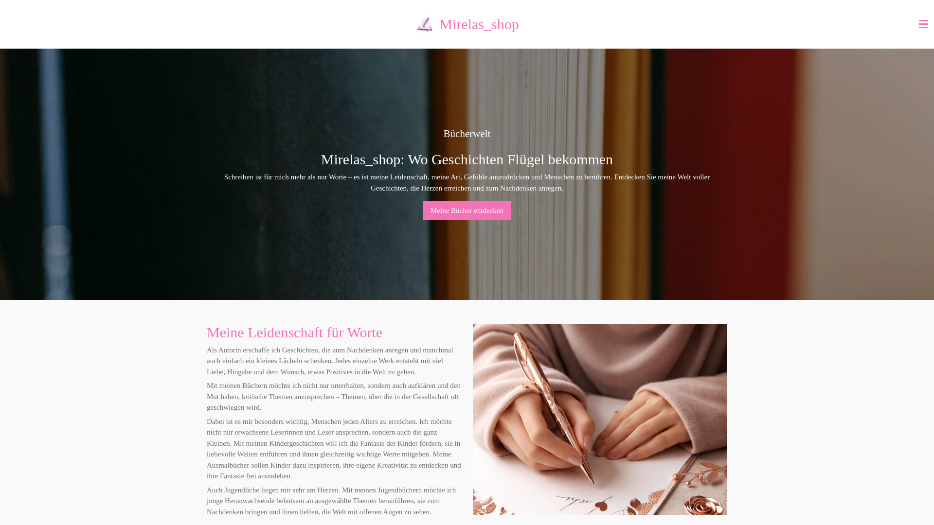 website screenshot of https://mirelasbuecherwelt.com