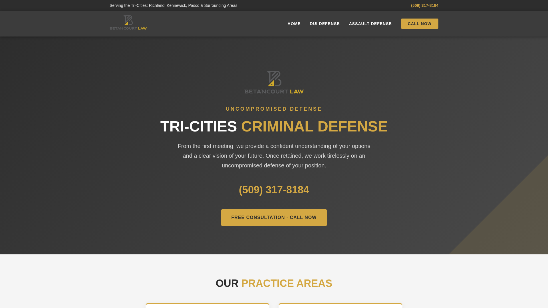 website screenshot of https://betancourtdefense.com/
