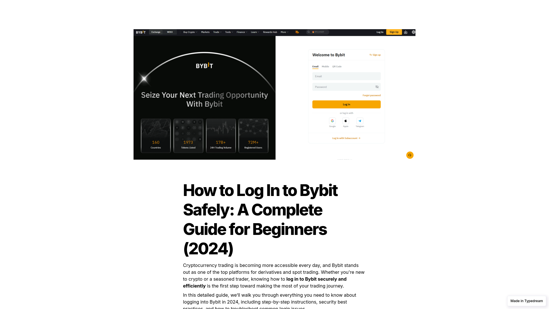 website screenshot of https://sso---page-bybit-en.typedream.app