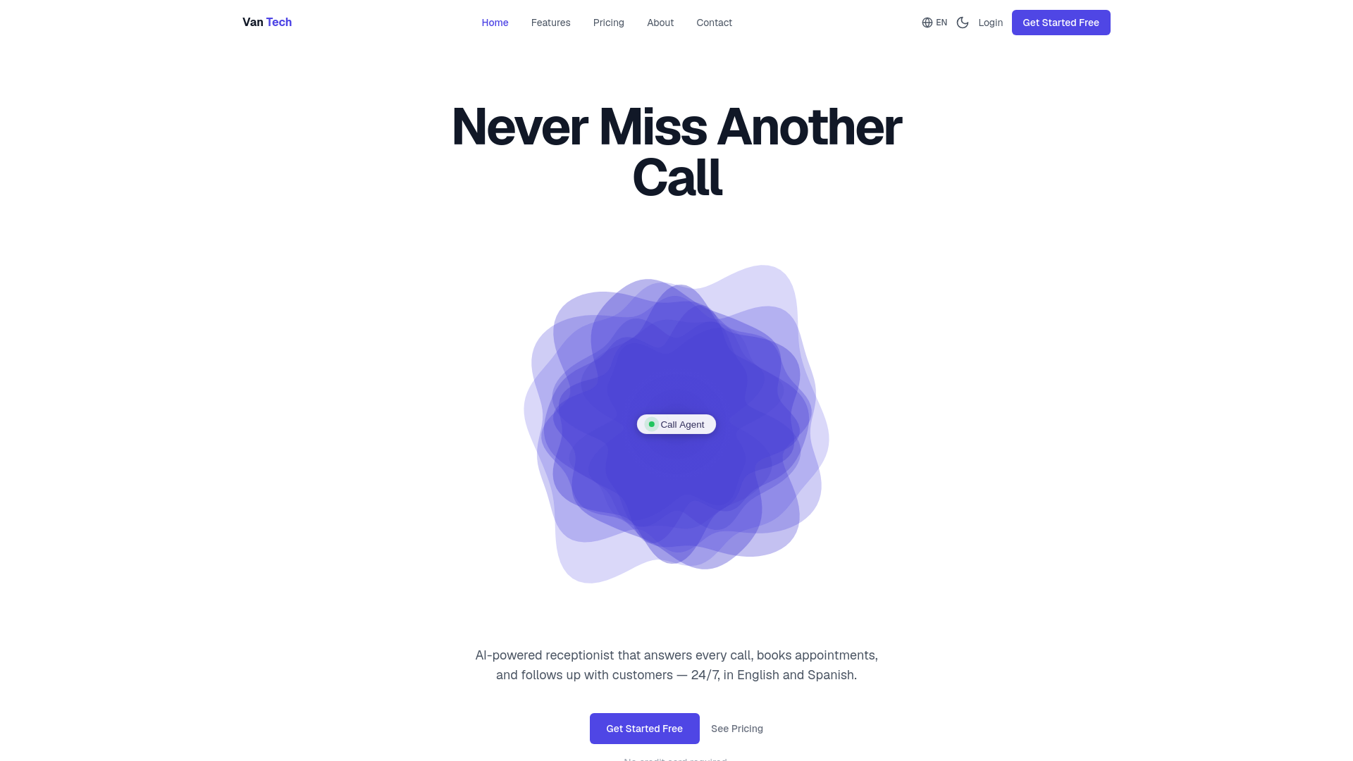 website screenshot of https://teamvantech.com