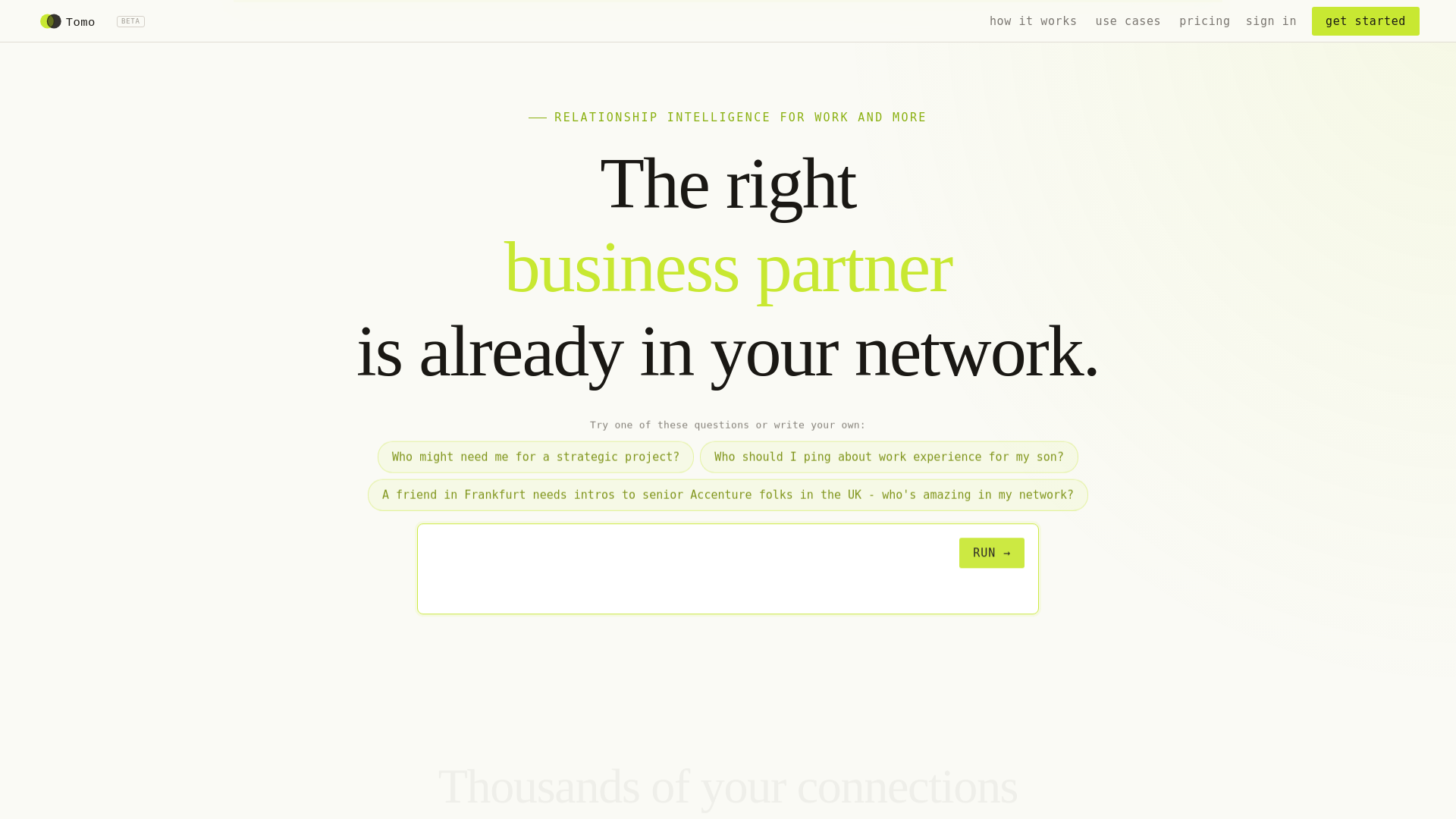 website screenshot of https://usetomo.cc