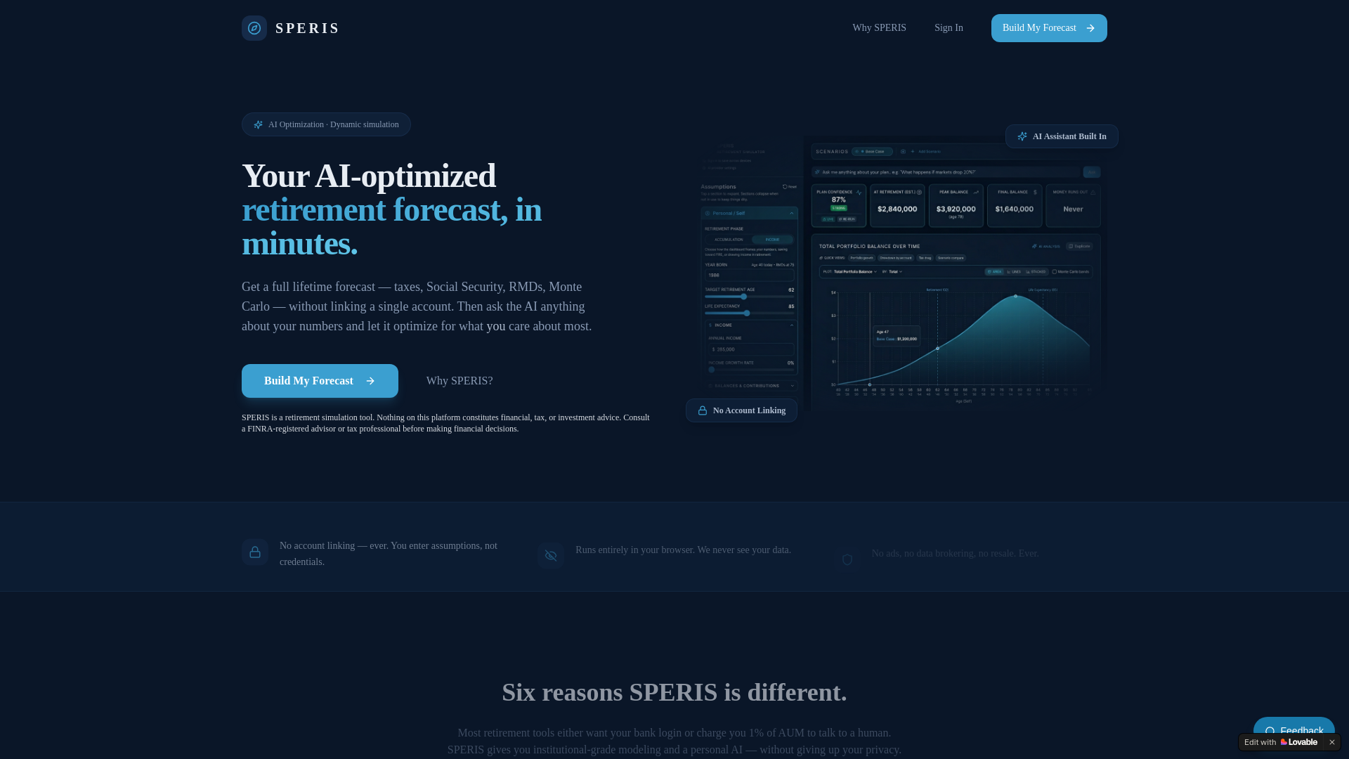 website screenshot of https://speris.ai/