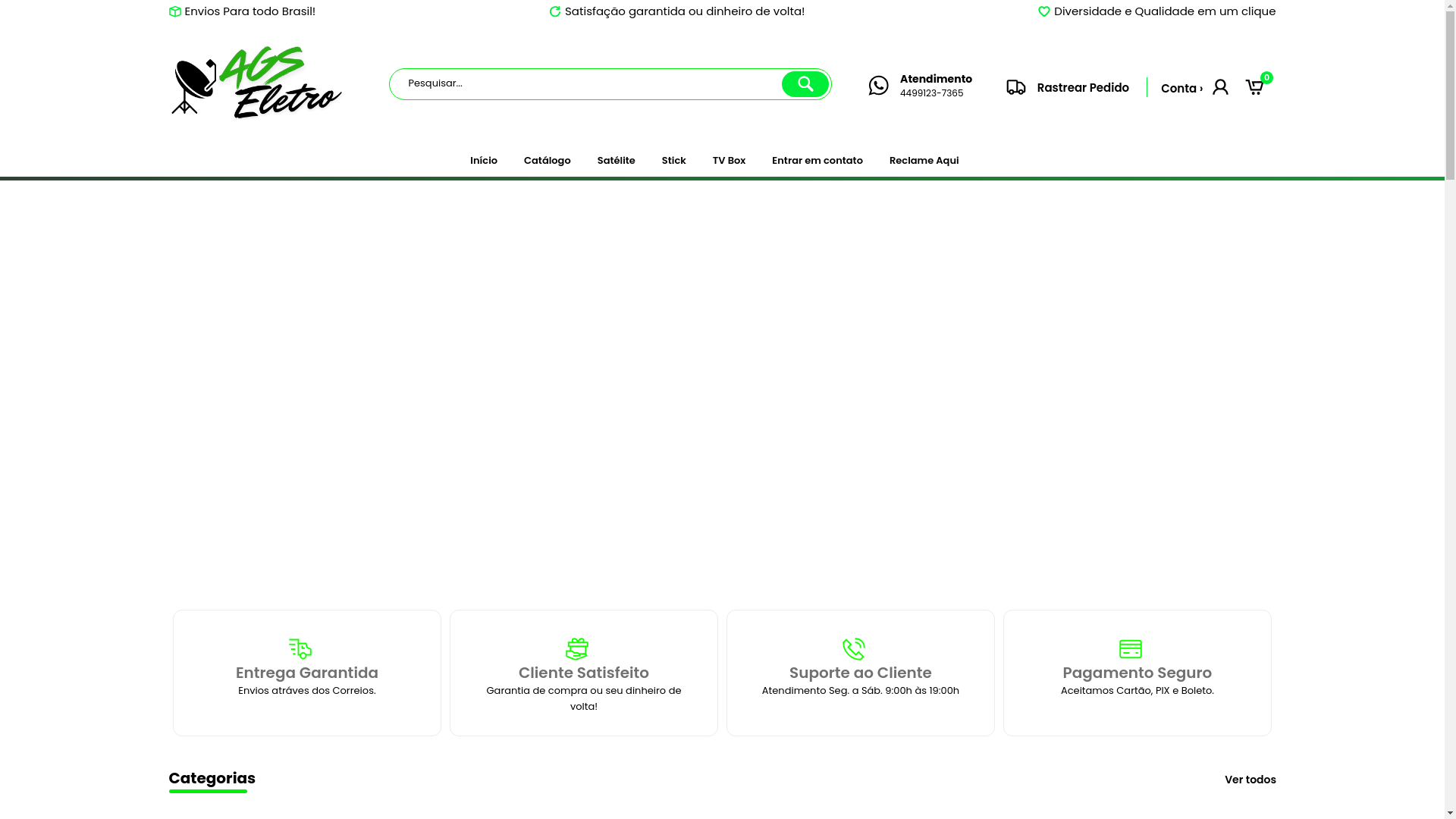 website screenshot of https://agseletroloja.com.br/