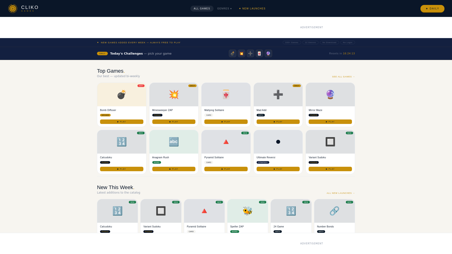 website screenshot of https://clikogames.com/