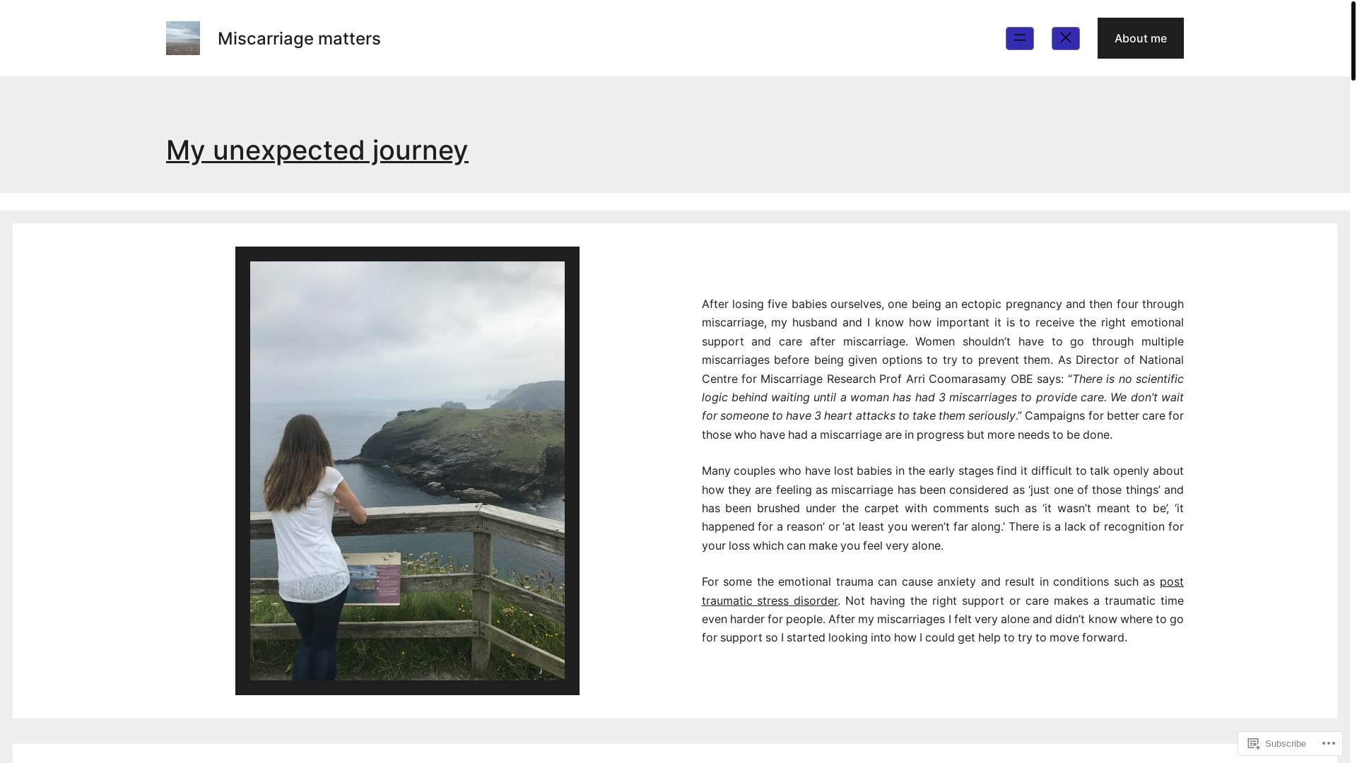 website screenshot of https://mymiscarriagejourney.co.uk/