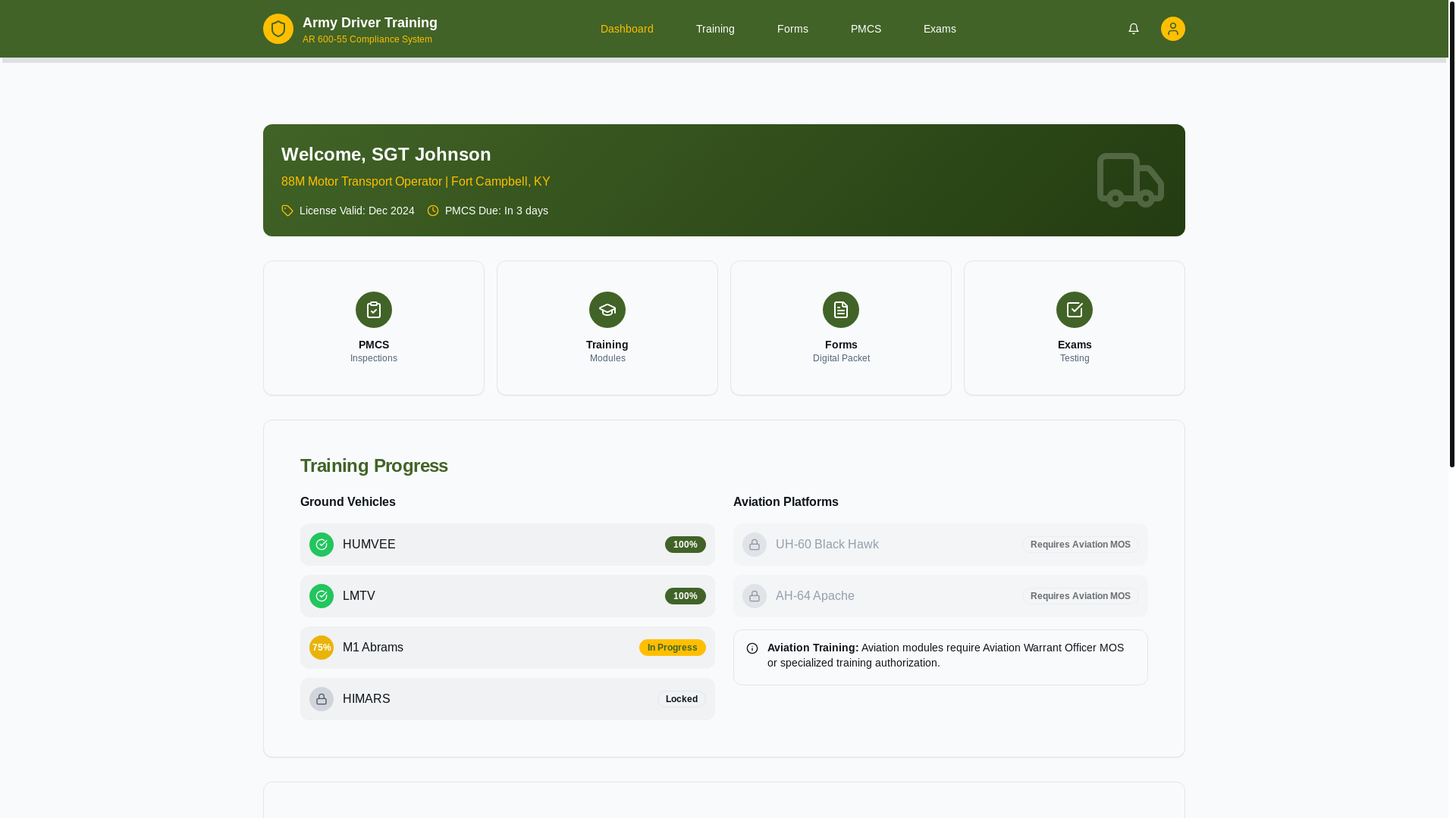 website screenshot of https://armydrivelearn.org/