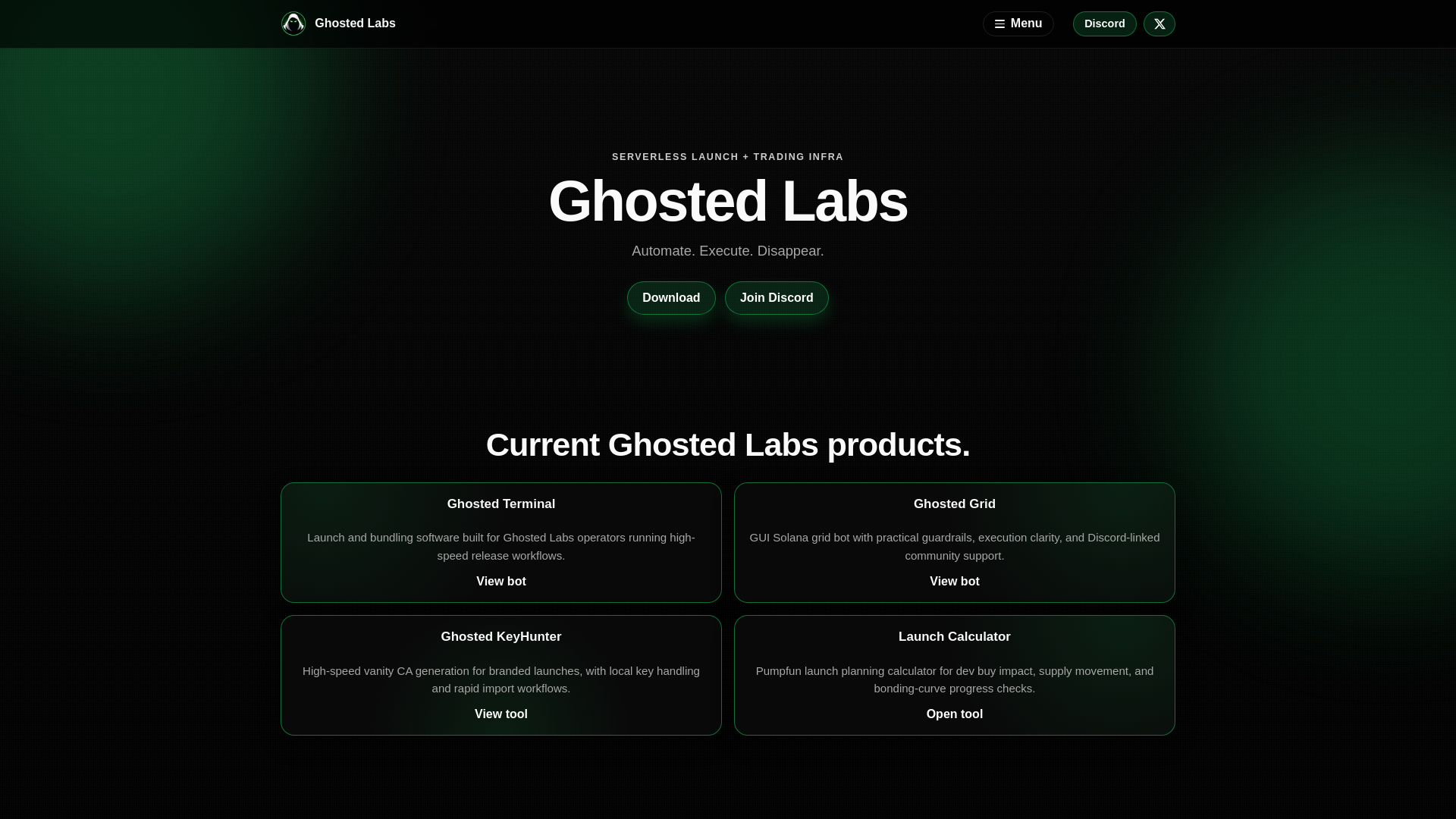 website screenshot of https://ghostedlabs.xyz/
