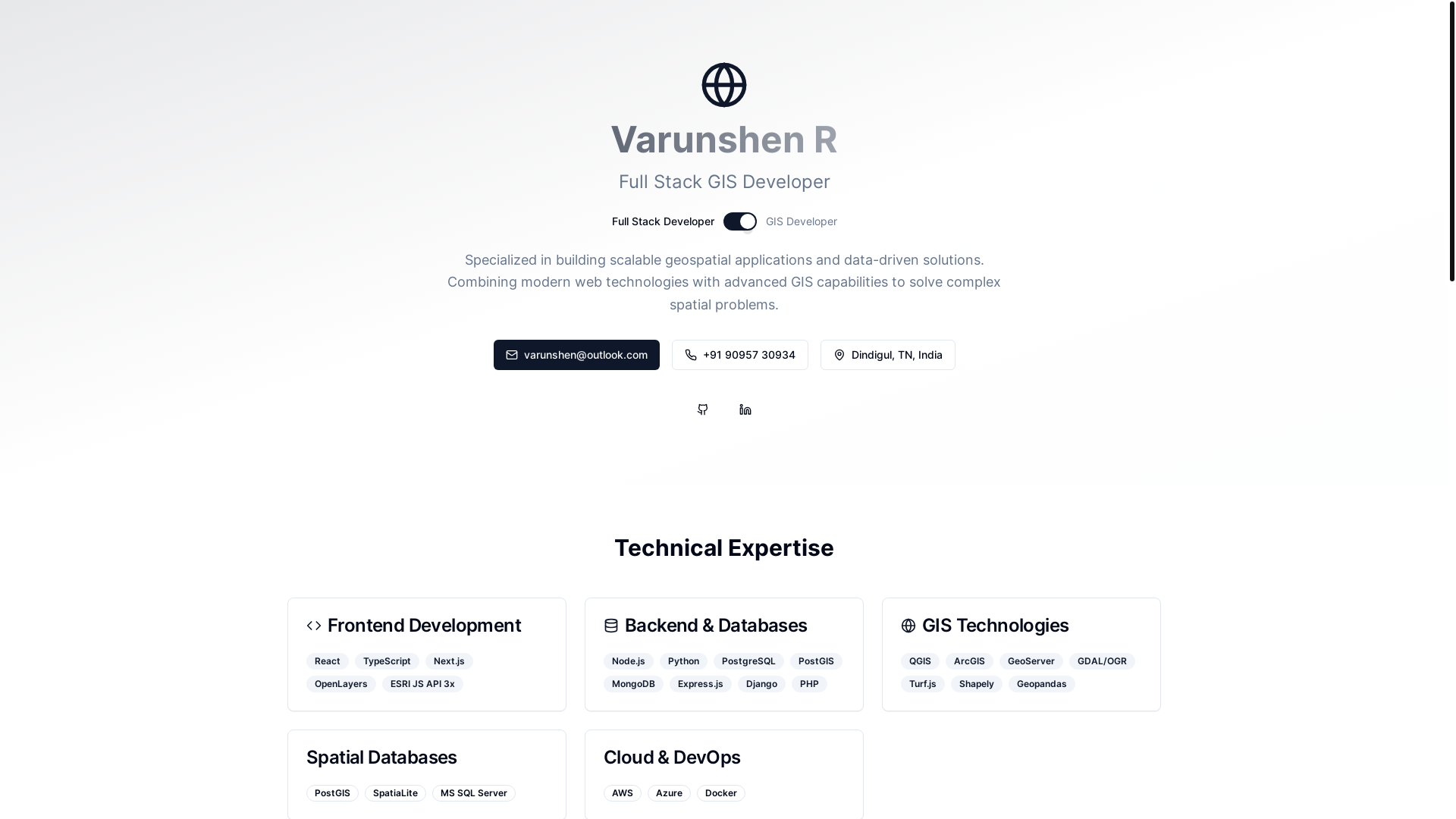 website screenshot of https://varunshen.in/