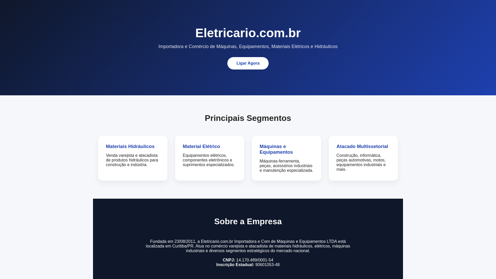 website screenshot of https://centraleletricario.pages.dev/