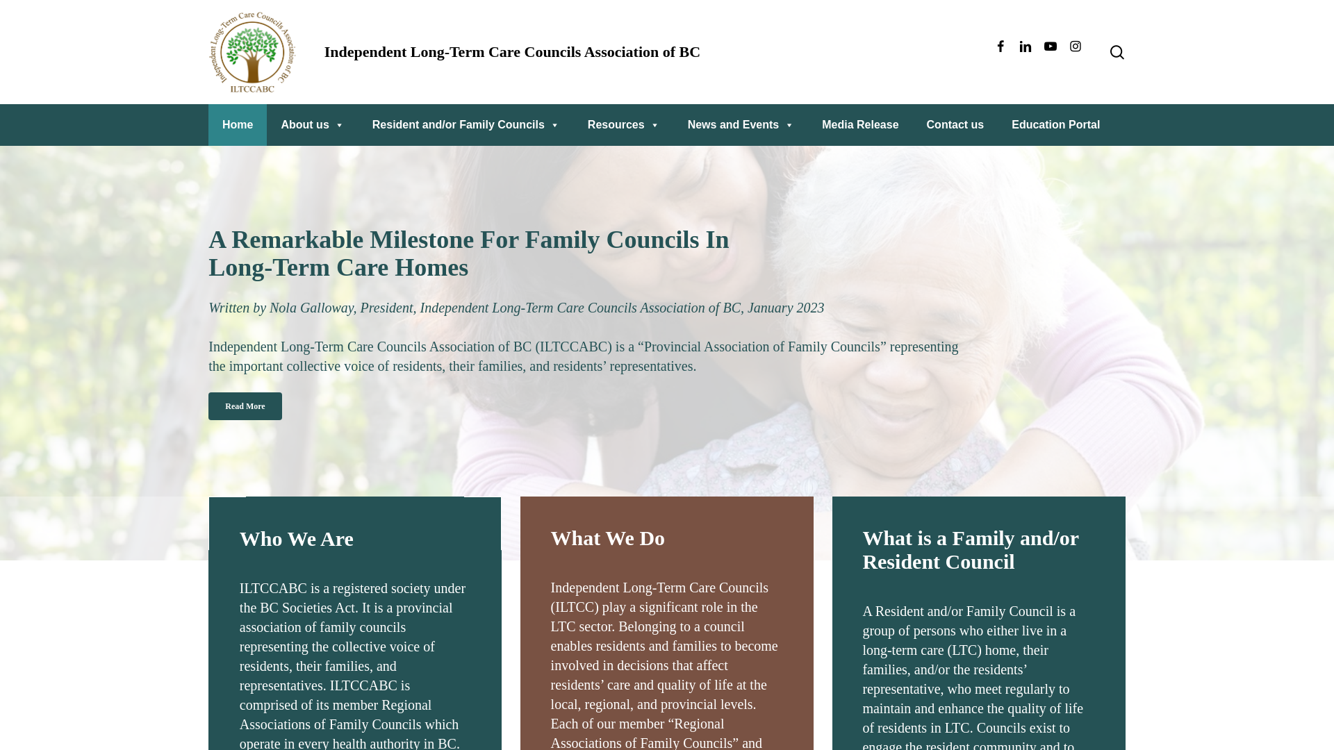 website screenshot of https://ltcfamilyvoicebc.ca/