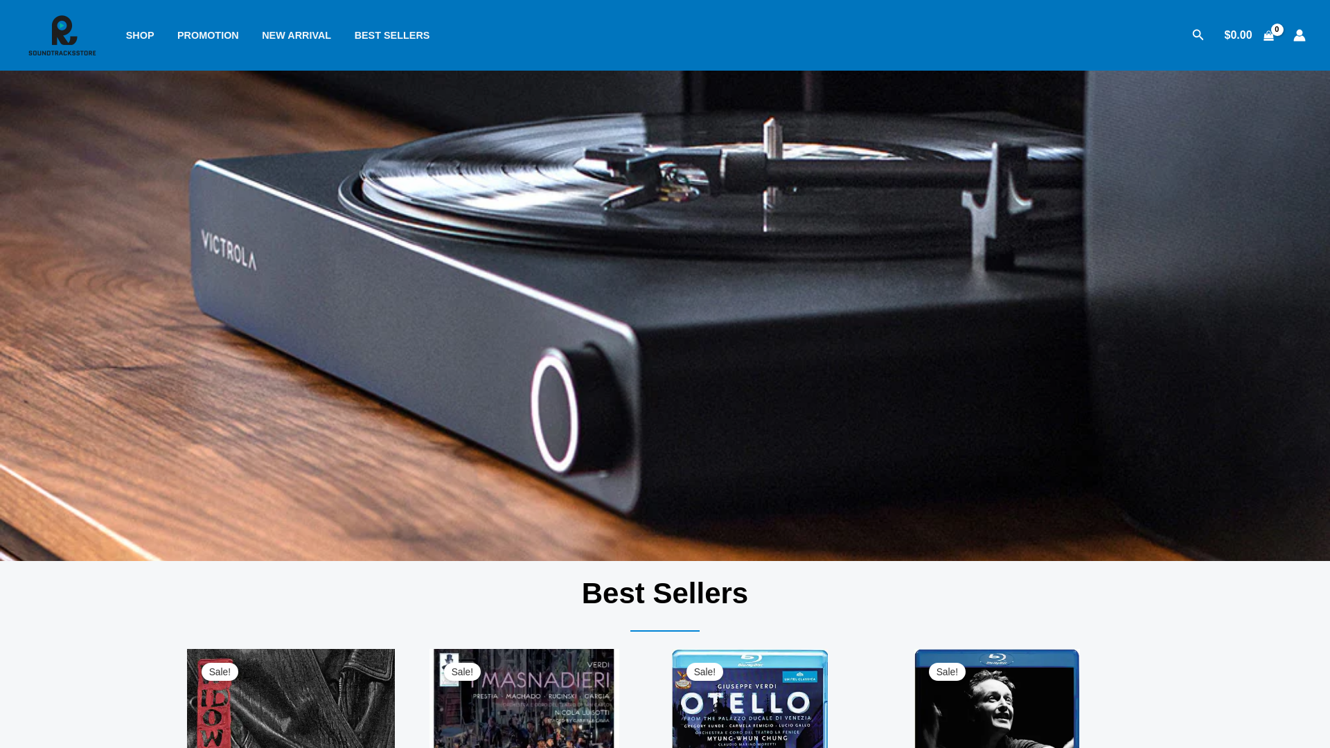 website screenshot of https://soundtracksstore.com