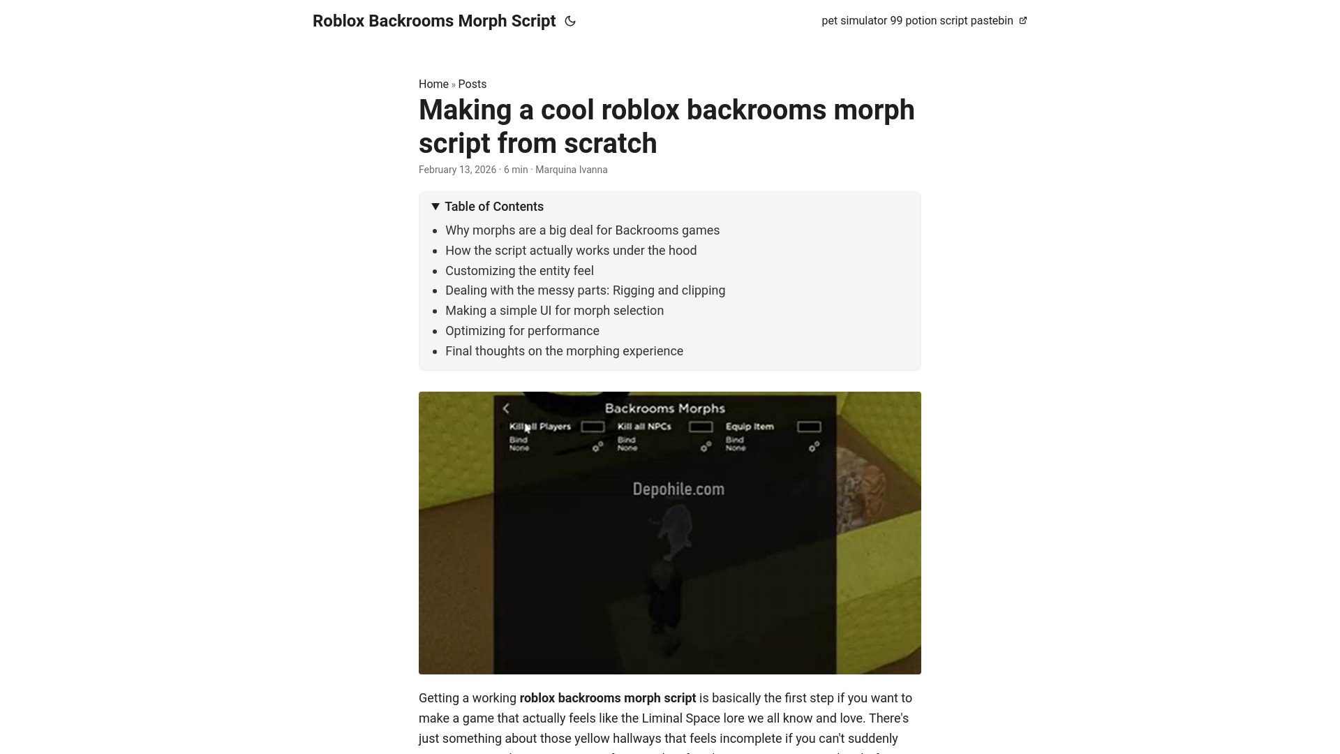 website screenshot of https://roblox-backrooms-morph-script.pages.dev/