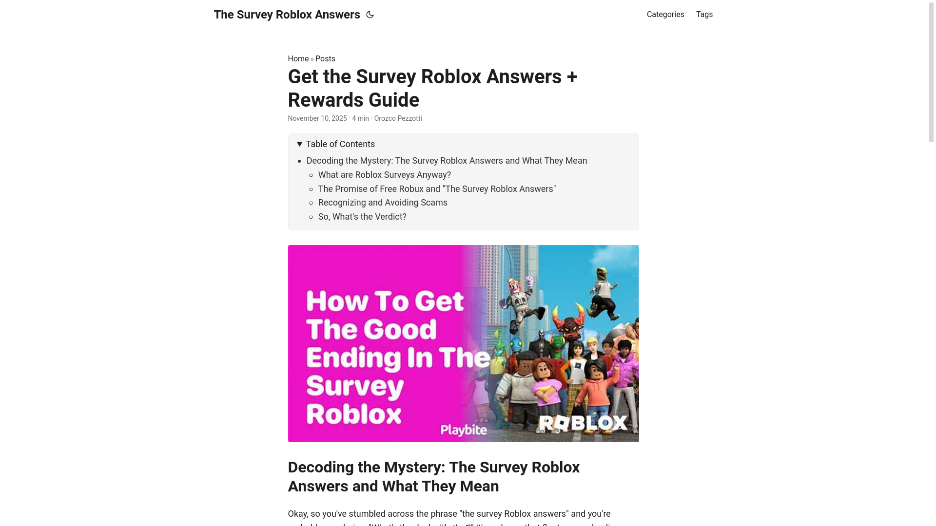 website screenshot of https://the-survey-roblox-answers.pages.dev/