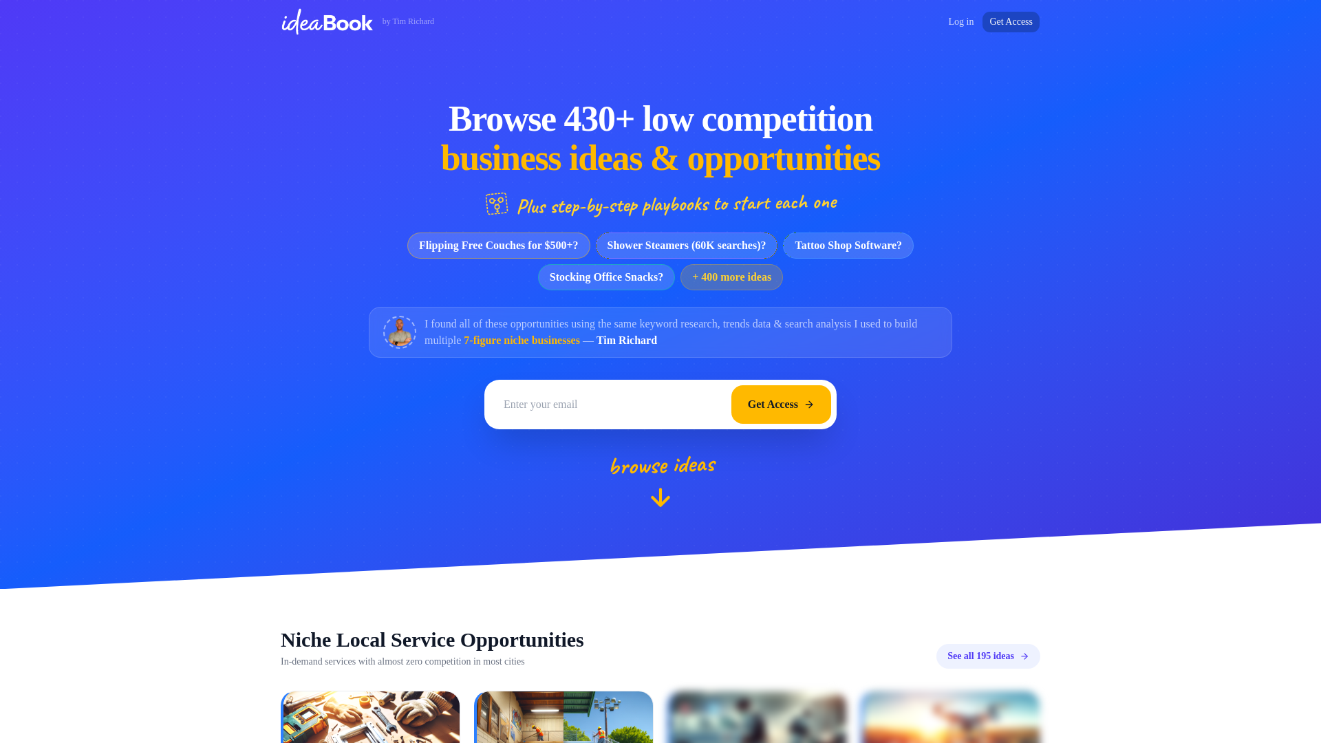 website screenshot of https://ideabook.co/