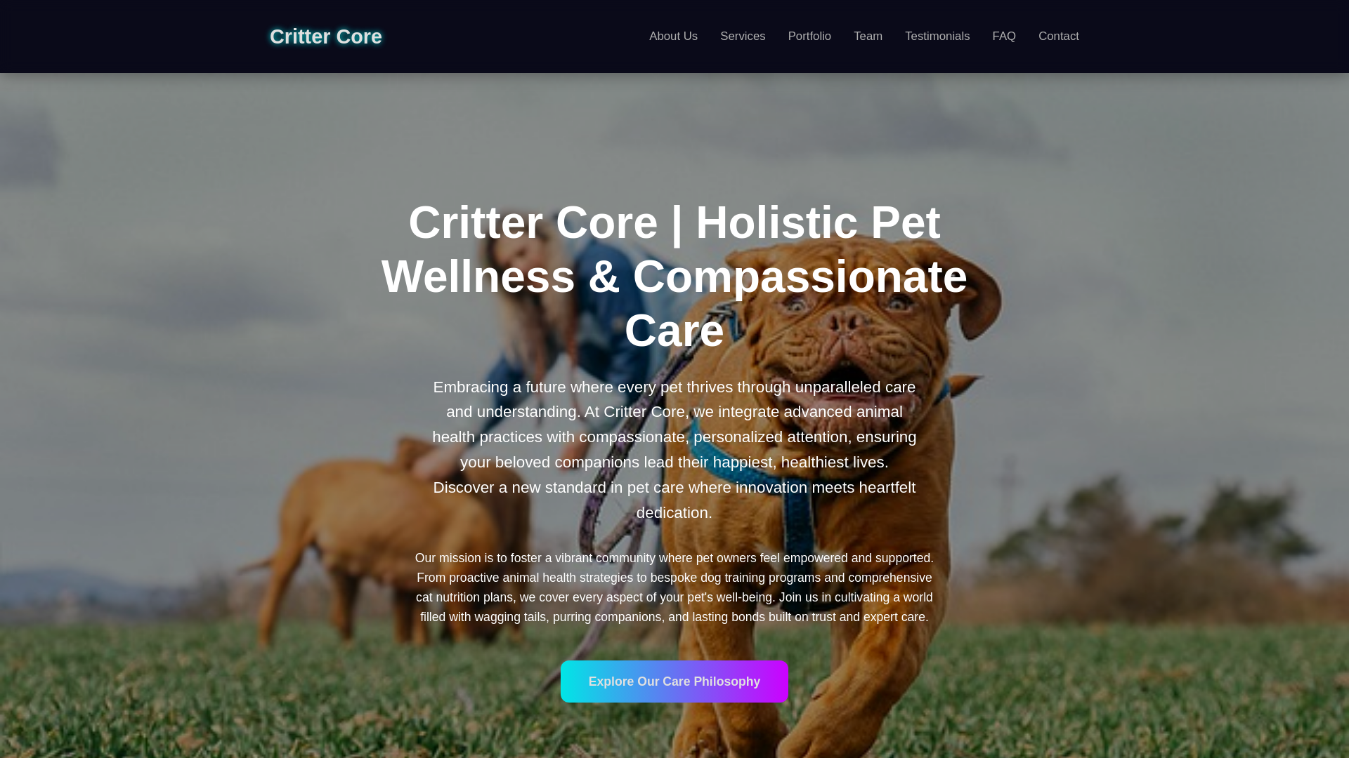 website screenshot of https://crittercoreholistic.pages.dev/