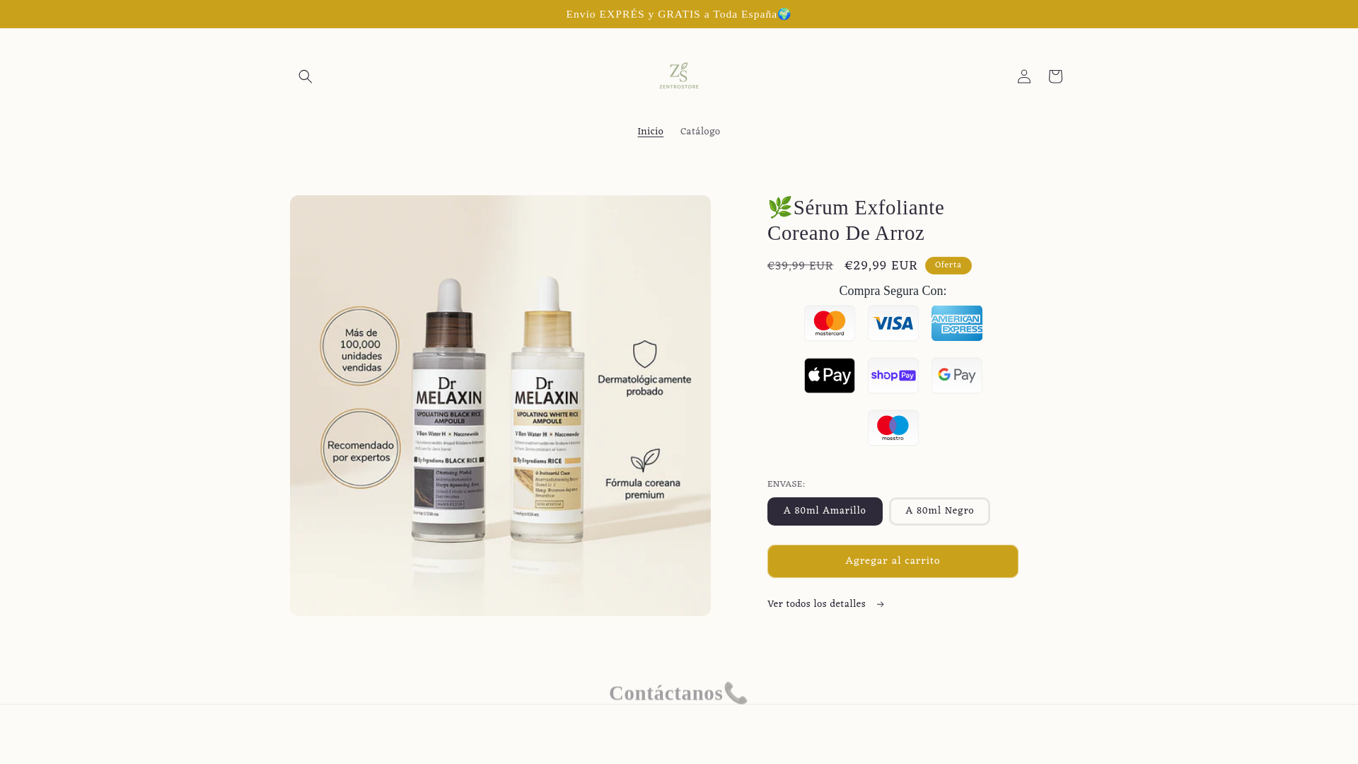 website screenshot of https://zenttrostore.com/