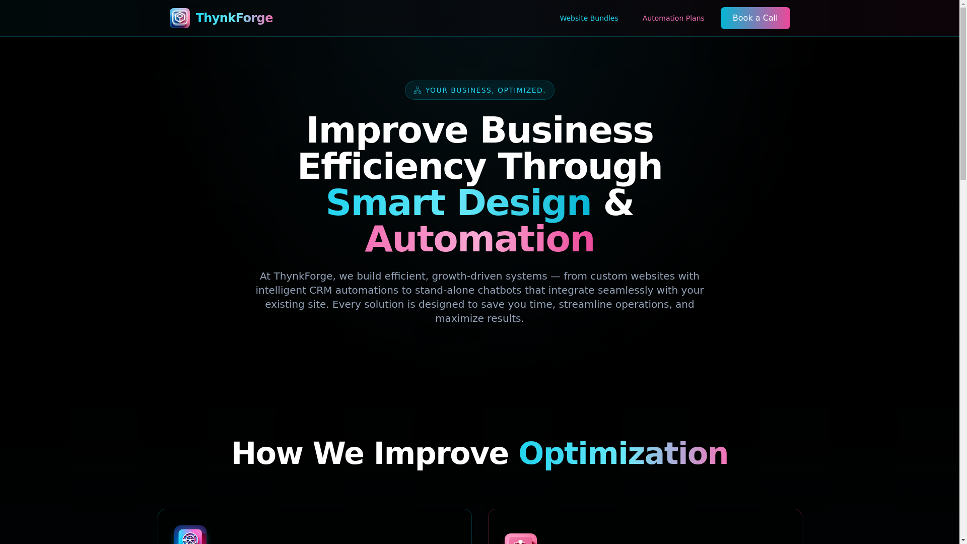 website screenshot of https://thynkforge.com/