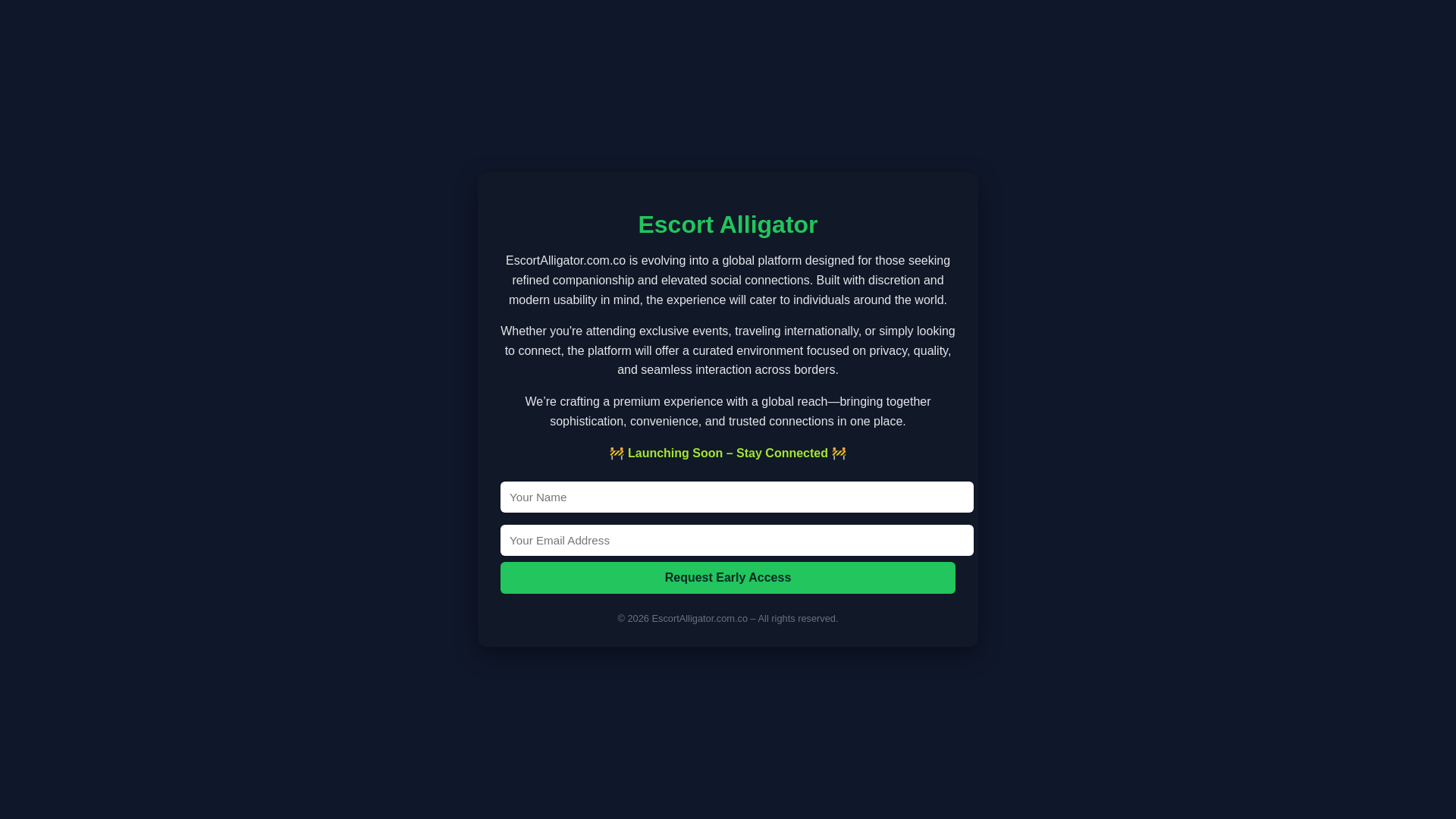 website screenshot of https://escortalligator.com.co/