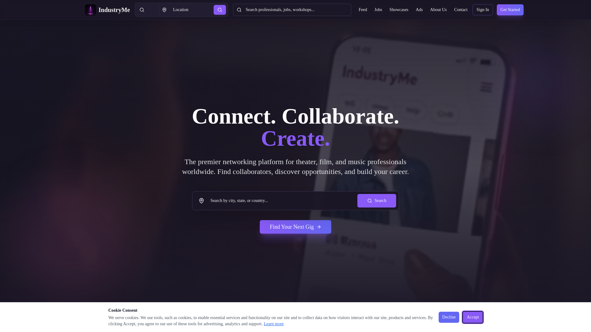 website screenshot of https://industryme.net