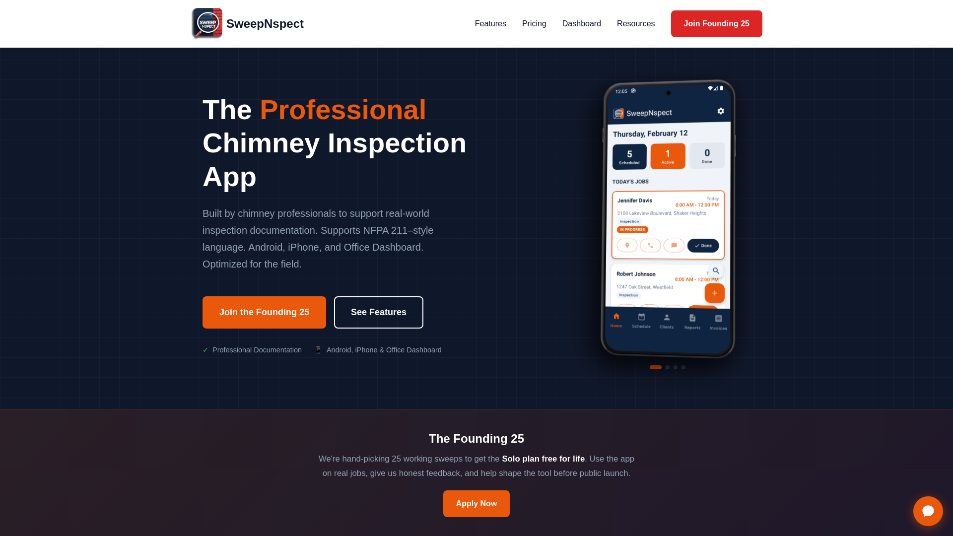 website screenshot of https://sweepnspect-website.pages.dev/