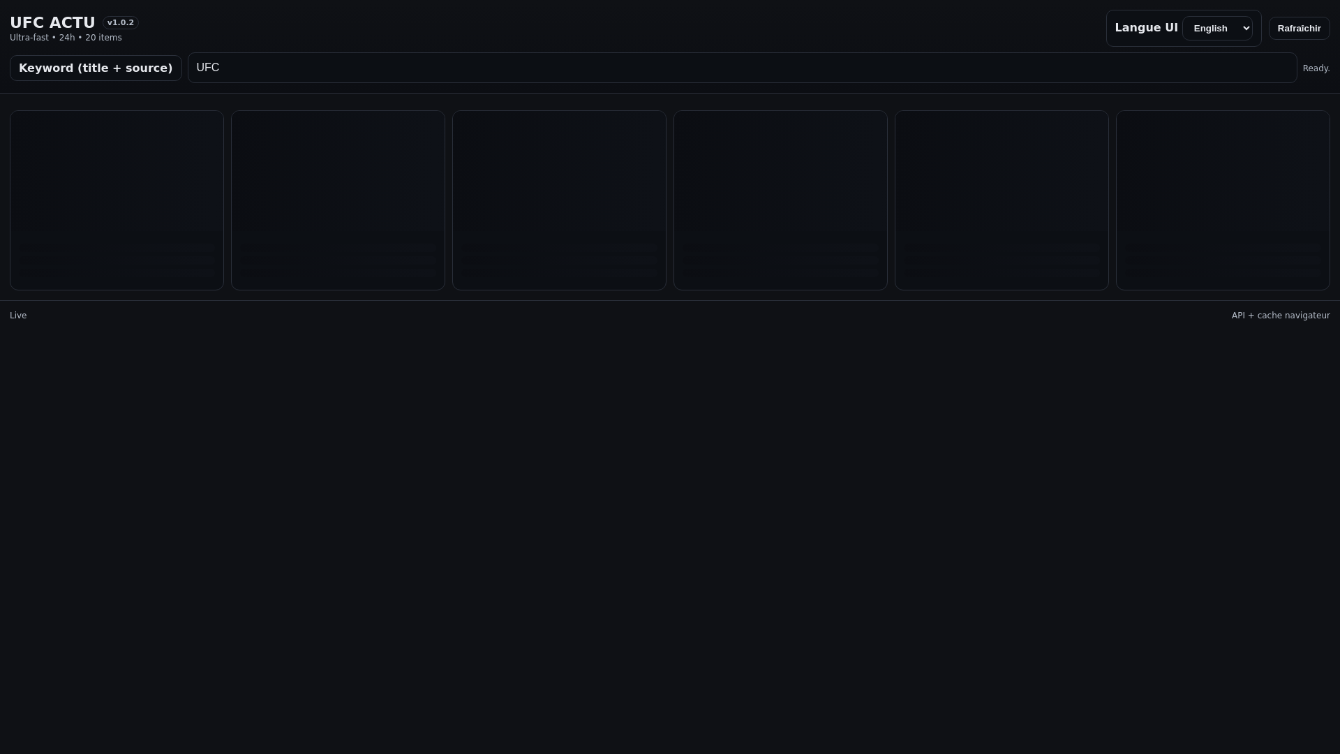 website screenshot of https://ufc-actu.pages.dev/
