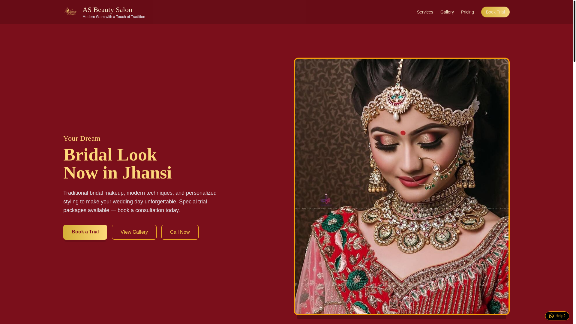 website screenshot of https://asbeautysalon.in/
