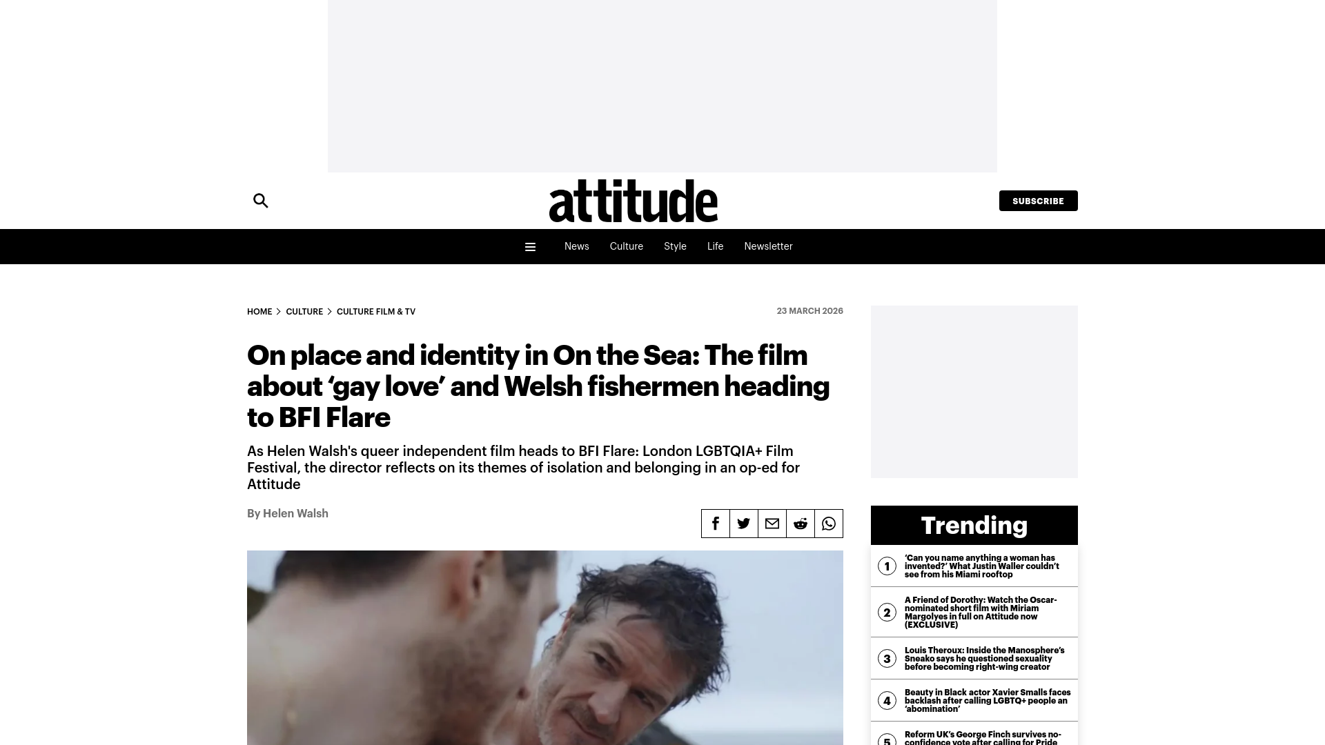website screenshot of https://www.attitude.co.uk/culture/on-the-sea-op-ed-attitude-2026-517429/