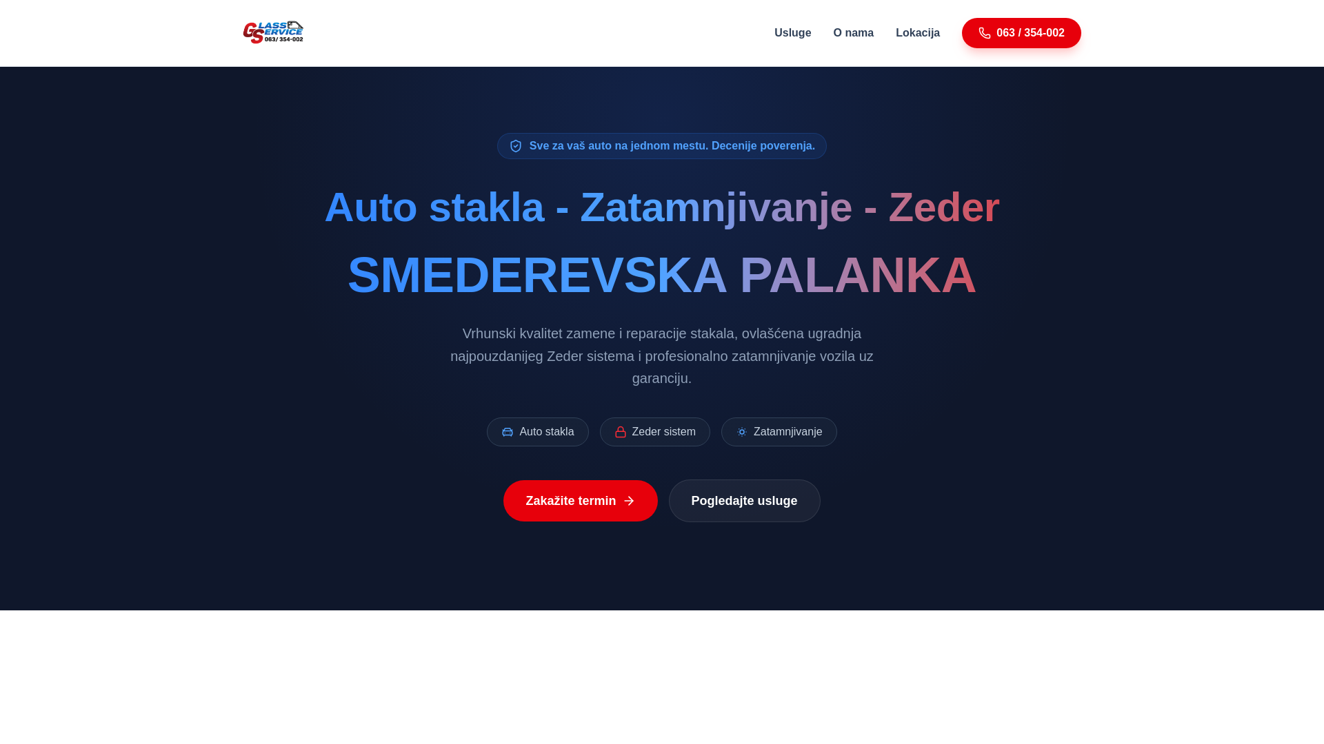 website screenshot of https://mglass-service.com/