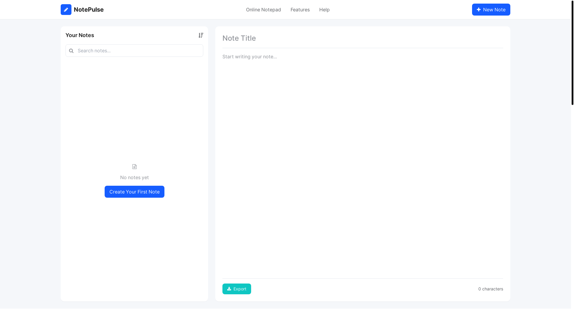 website screenshot of https://notepulse.xyz/