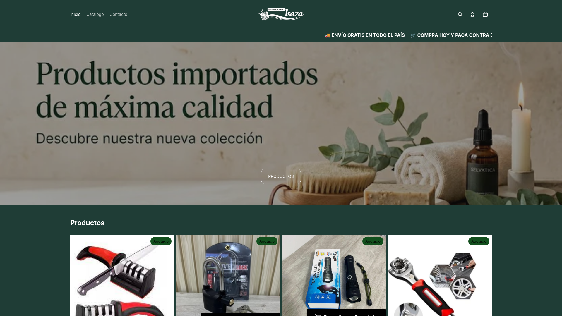 website screenshot of https://distribuidoraisaza.com/