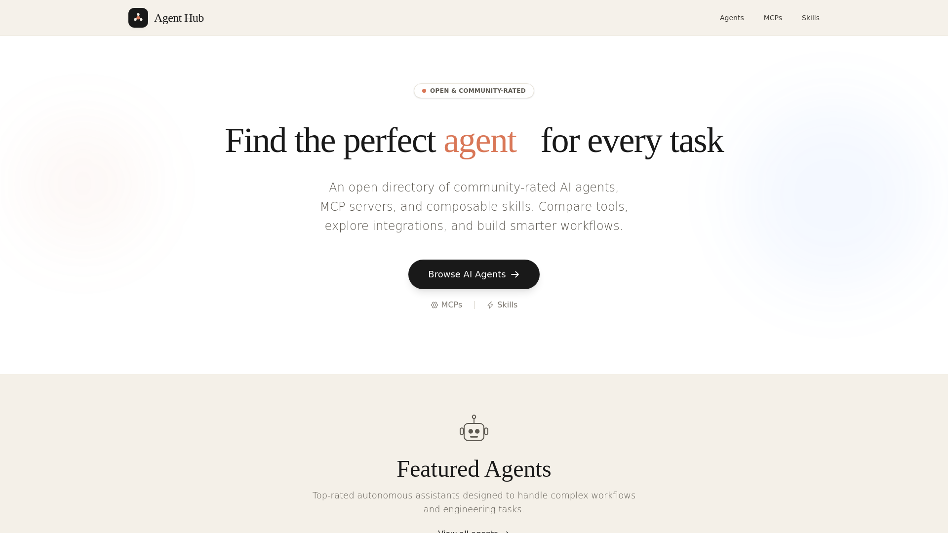 website screenshot of https://agent-hub-master.pages.dev/