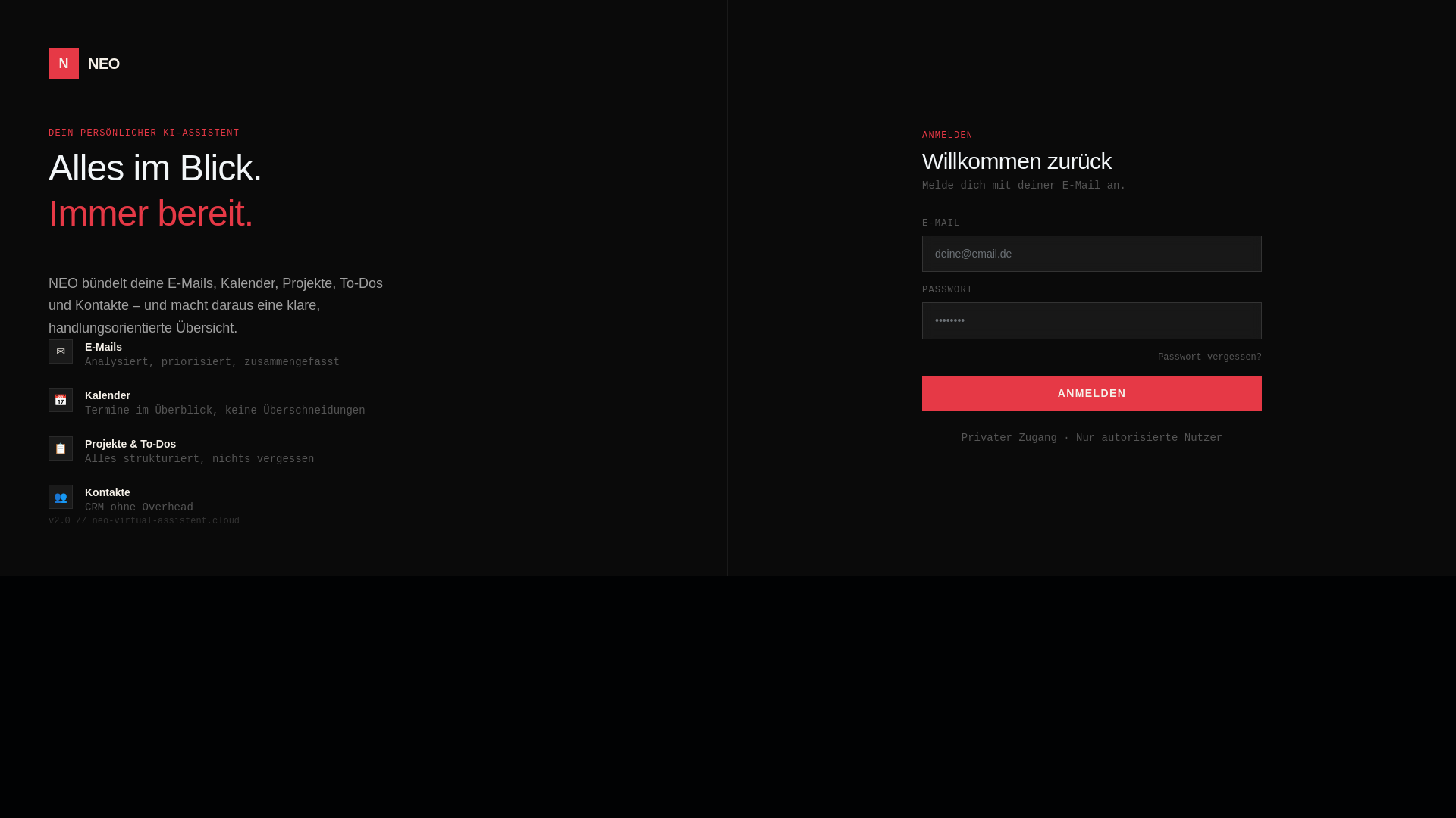 website screenshot of https://neo-virtual-assistent.cloud/